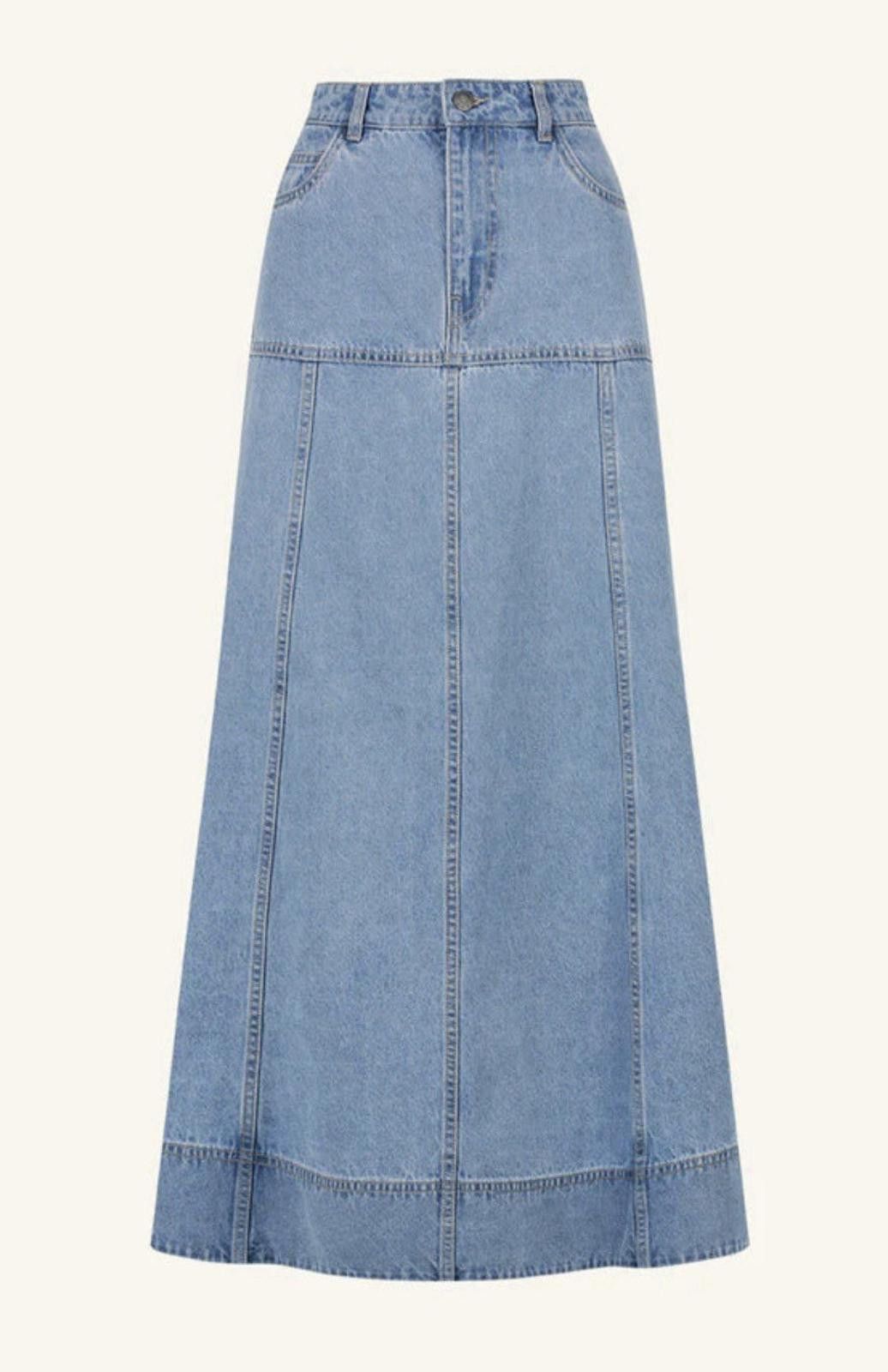 Designer Shona Joy Stella Panelled Midi Denim Skirt - Size AU 8/US 4 Size 27" / US 4 / IT 40 - 6 Thumbnail
