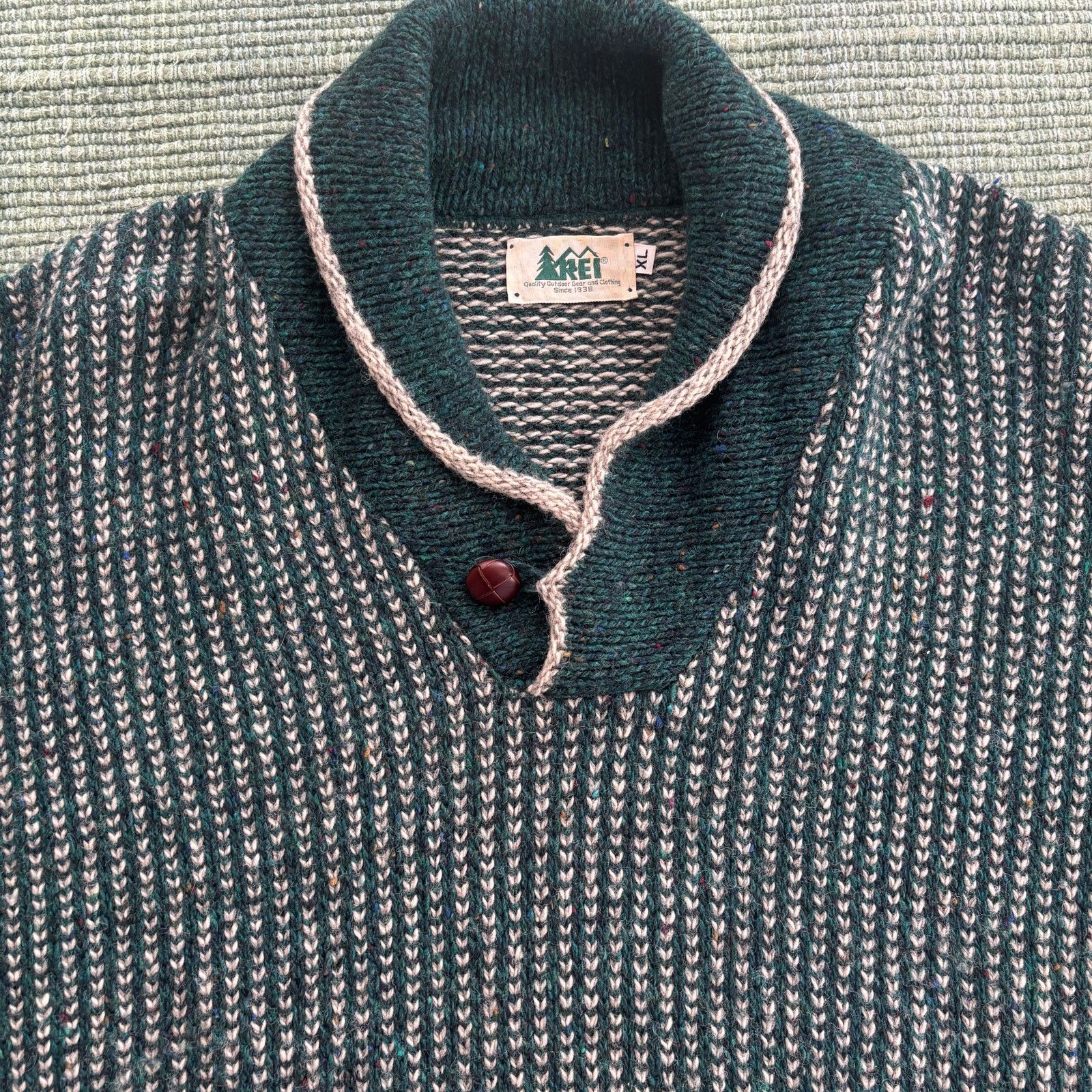 Rei × Vintage Vintage 1980s REI Wool Shawl Collar Gray Sweater Sz XL Size US L / EU 52-54 / 3 - 2 Thumbnail