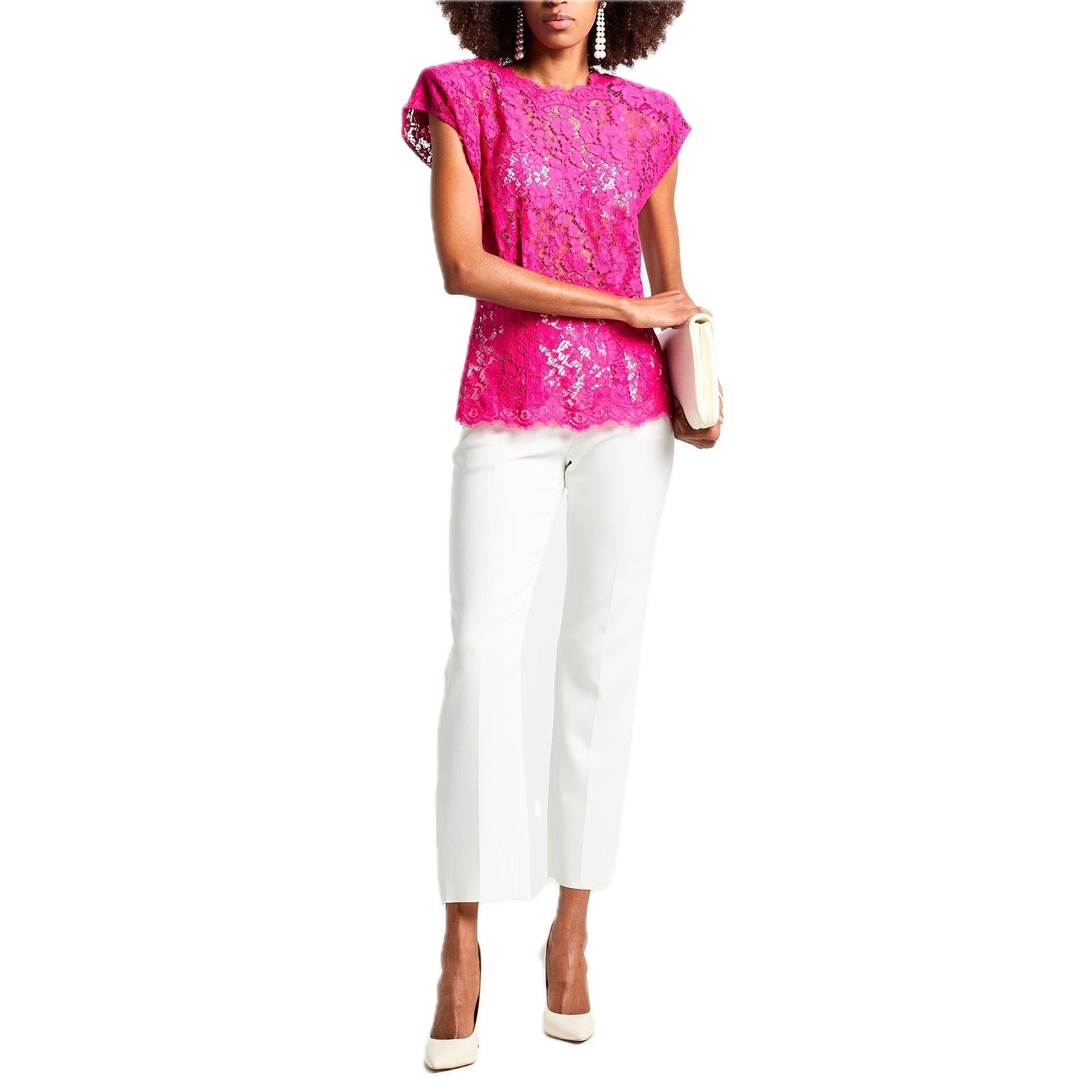 Dolce & Gabbana Dolce & Gabbana Pink Lace Sleeveless Tank Top Blouse IT 44 Size M / US 6-8 / IT 42-44 - 3 Thumbnail