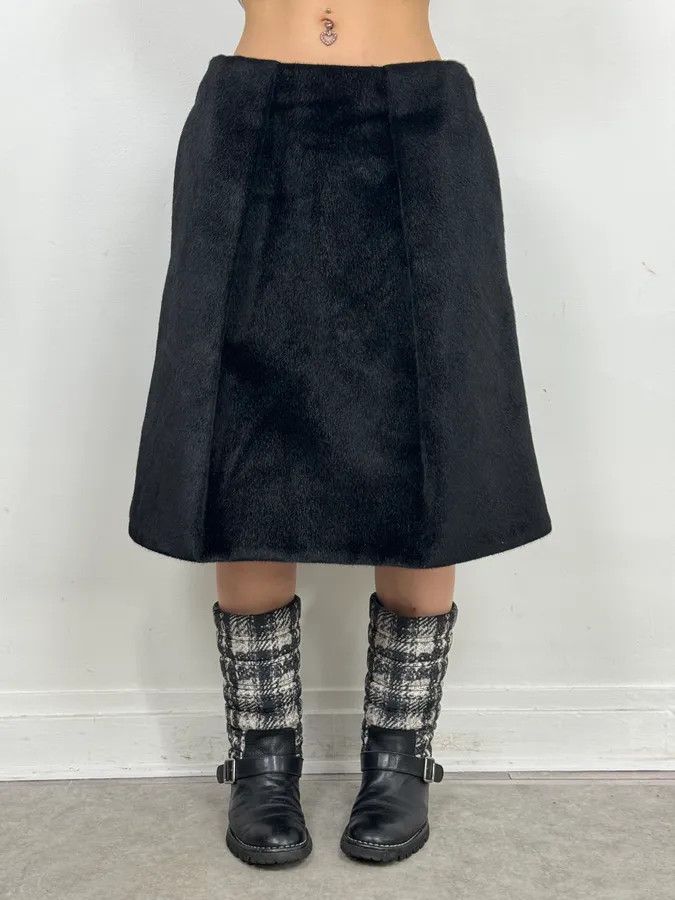 Jil Sander FW2011 Jil Sander Black A-Line Faux Pony Hair Skirt Size 26" / US 2 / IT 38 - 3 Thumbnail