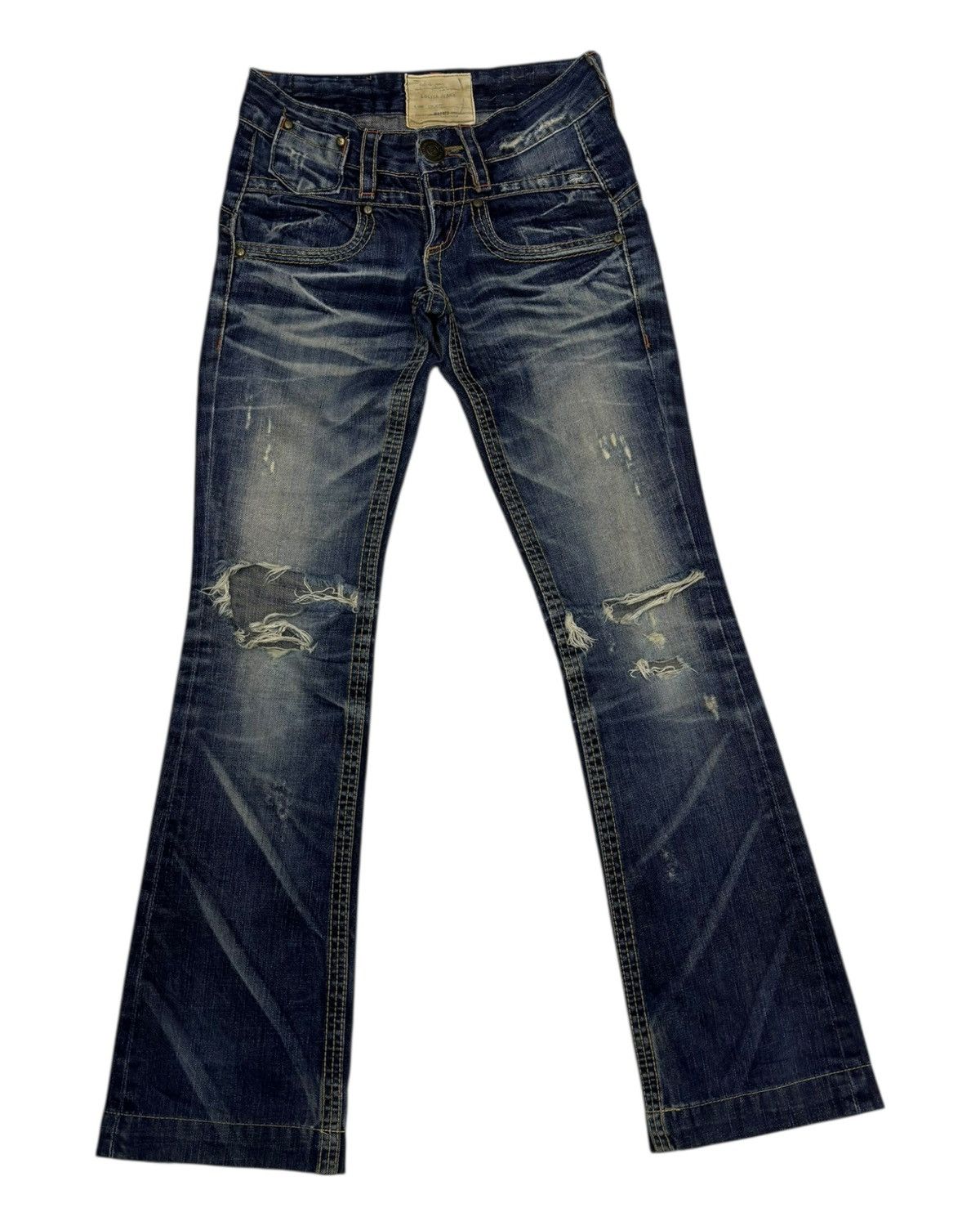 Japanese Brand Vintage Lolita Flared Bootcut Distressed Denim Jeans Size 25" / US 0 / IT 36 - 3 Thumbnail