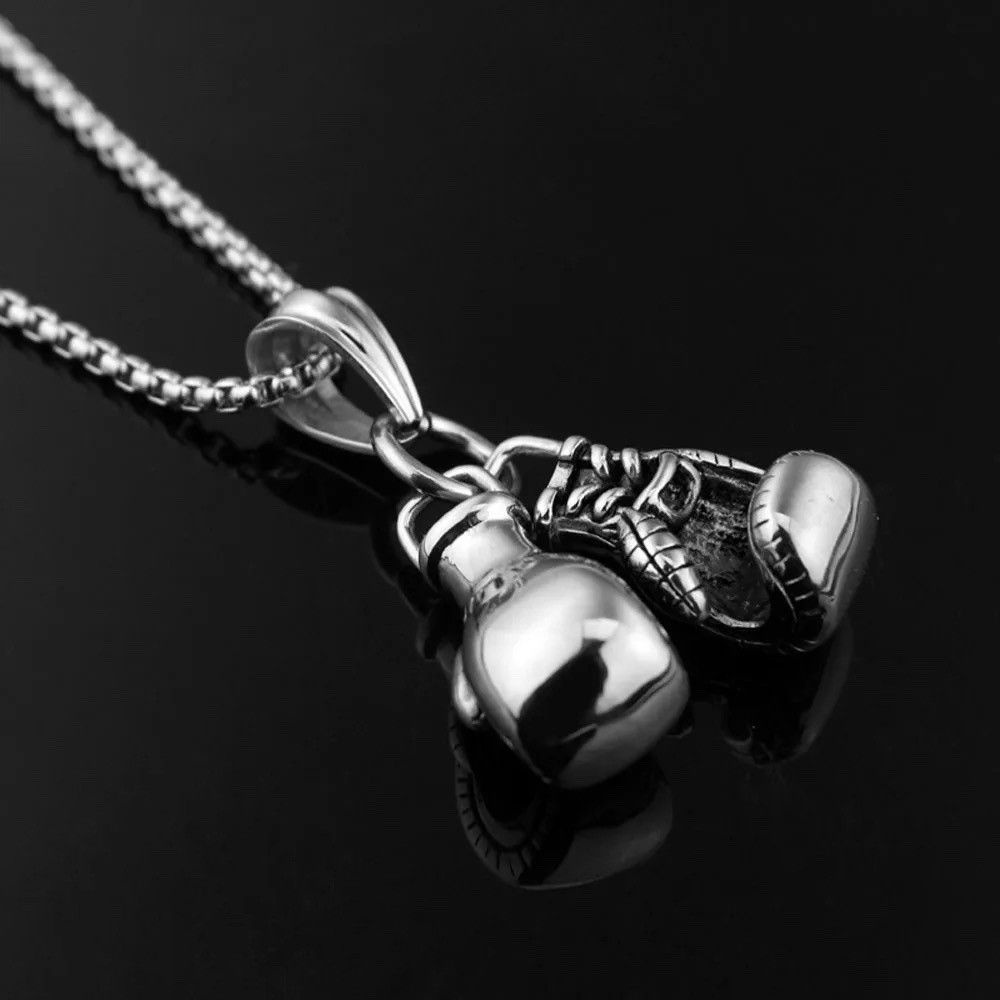 Vintage Classic Silver Boxing Gloves Necklace Size ONE SIZE - 1 Thumbnail