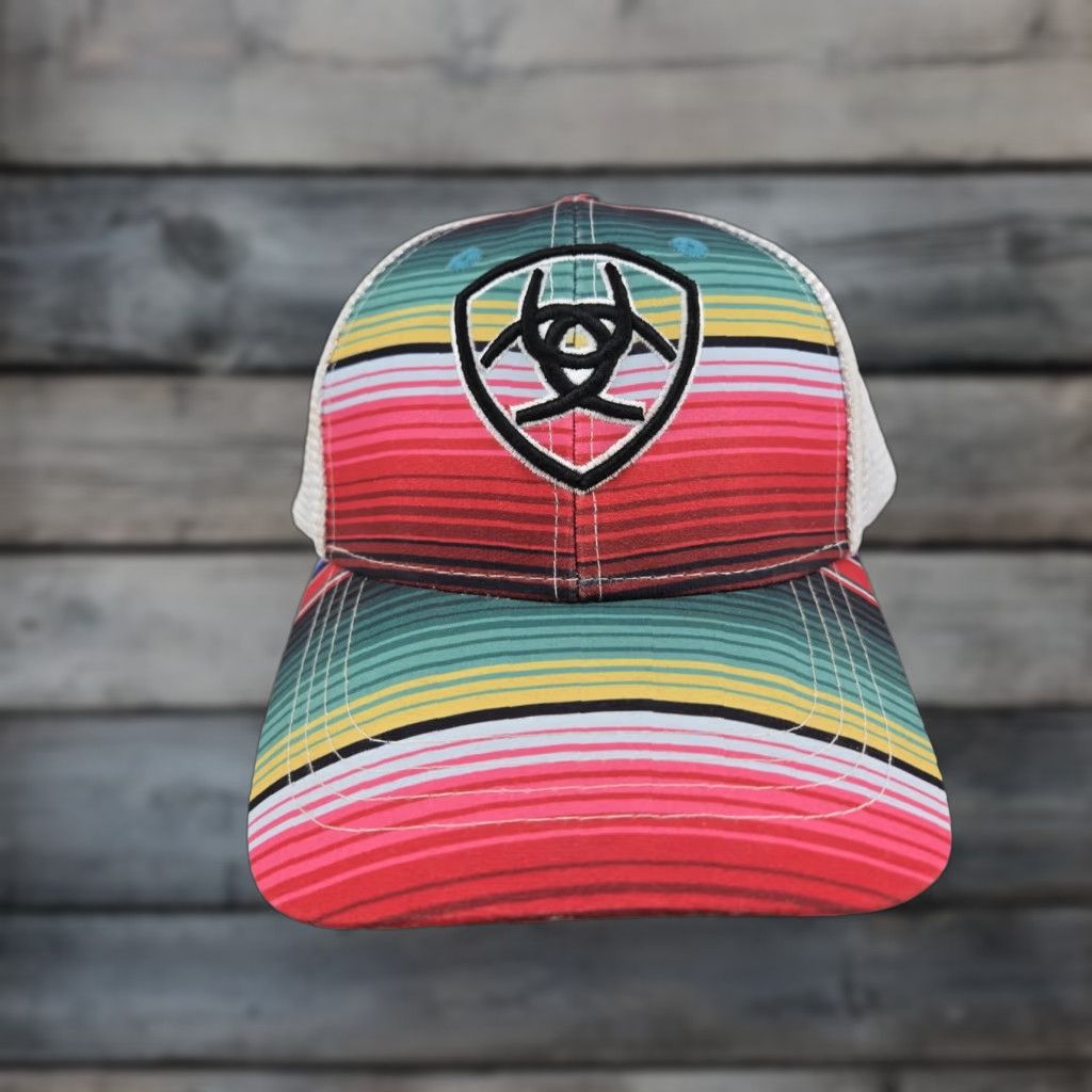 Ariat Ariat Women's Hat Bright Serape Center Shield Cap One Size Adjustable Multicolor Blue Logo Baseball Cap Womens Size ONE SIZE - 1 Thumbnail