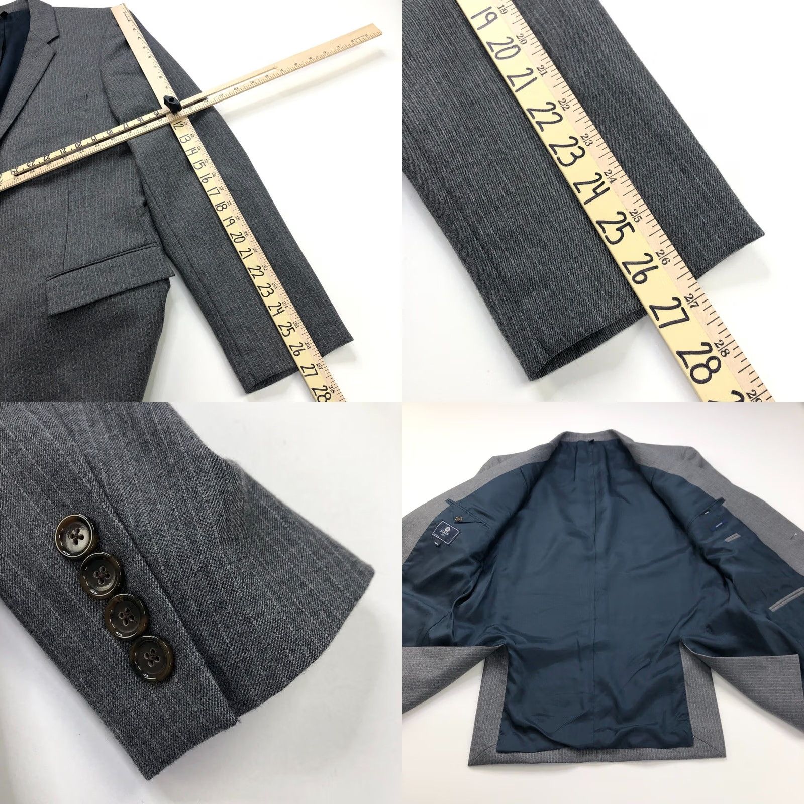 J.Crew J.Crew Thompson 44L Gray Striped Wool Blend Blazer Sport Coat Jacket Size 44R - 8 Thumbnail