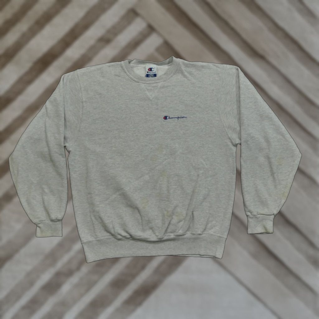 Champion VINTAGE Champion Sweatshirt Mens L Grey Pullover 90s Y2K Logo, Crew Neck, Long Sleeve, Cotton-Polyester, Fleece, Winter, 90s, Sweatshirt, Regular Fit Size US L / EU 52-54 / 3 - 1 Thumbnail
