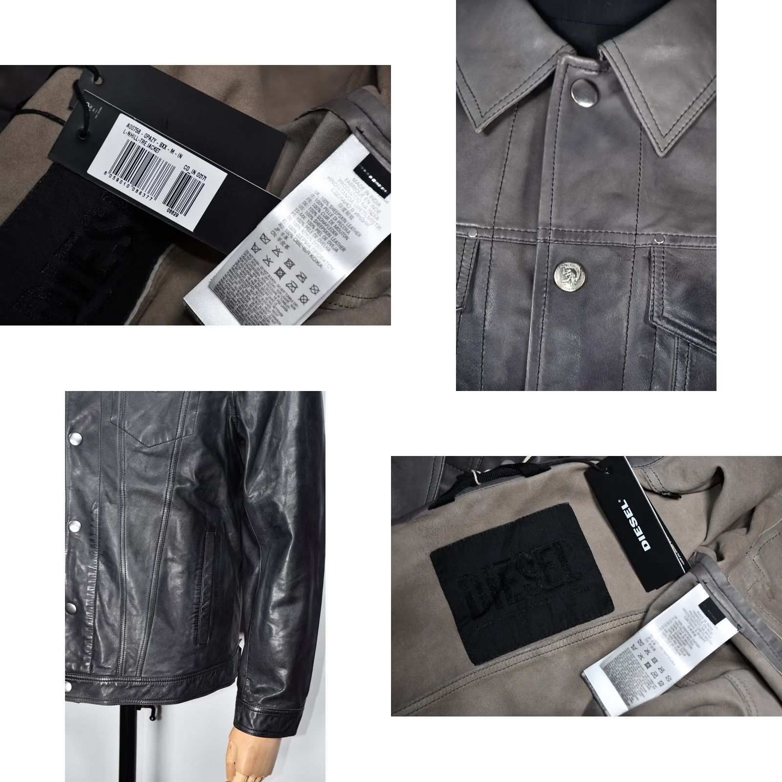 Diesel Diesel L-Nhill Sheepskin Jacket Mens M Leather Multicolor Biker Warm Winter Fall Spring 100% Leather New Casual Coat Shirt/Coat Size US M / EU 48-50 / 2 - 9 Thumbnail