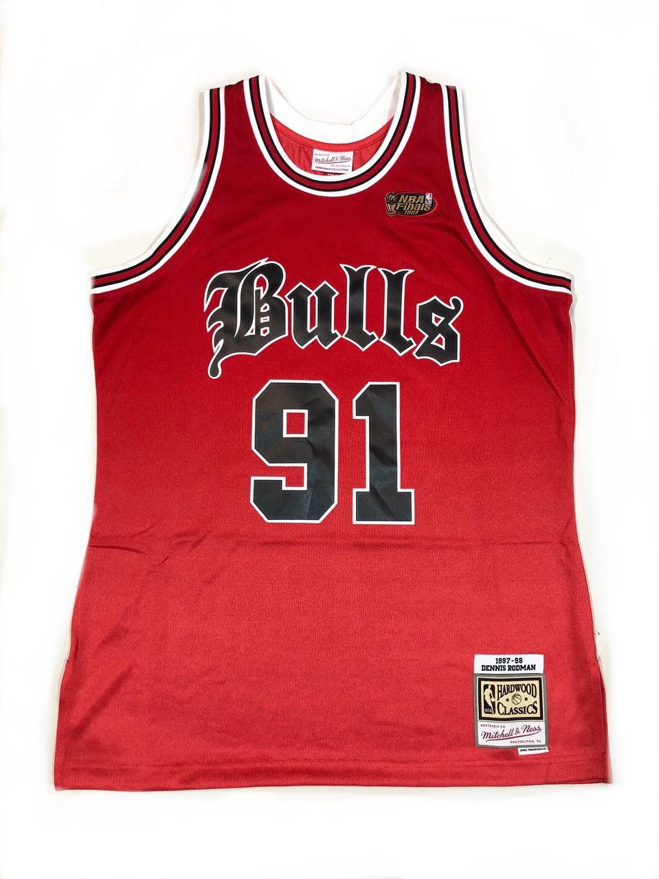 image of Mitchell Ness Bulls Dennis Rodman in Red, Men's (Size XL)