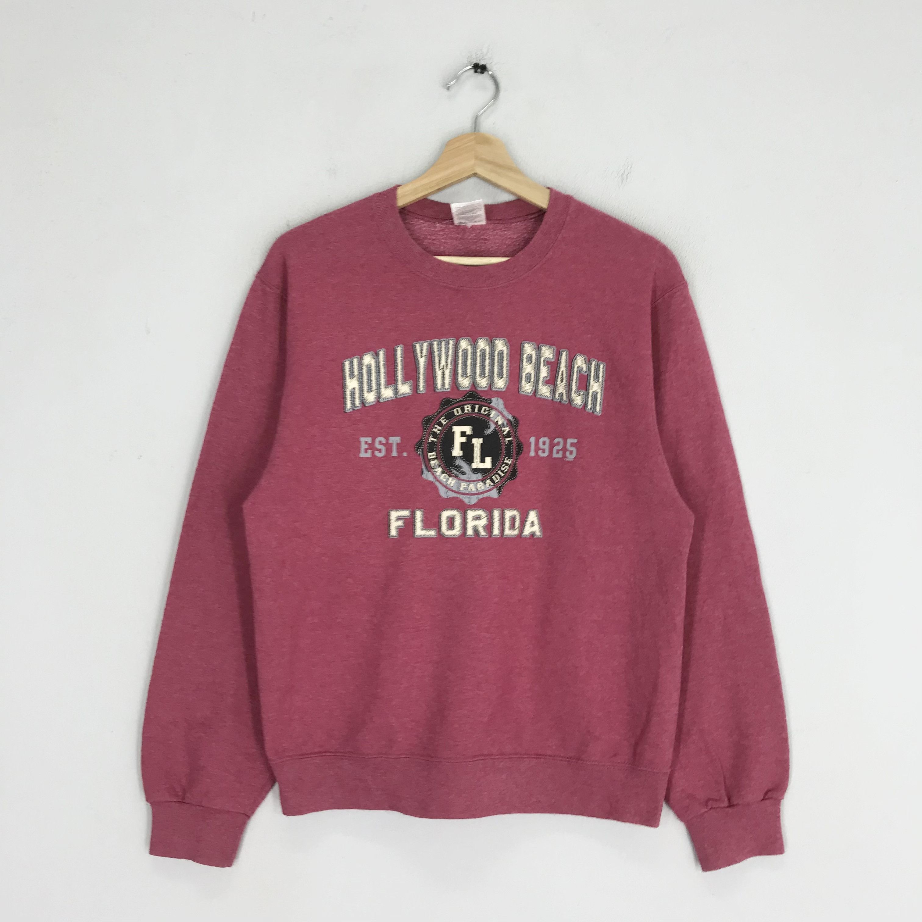 Vintage Hollywood Beach Florida Maroon Sweatshirt Smal - 288