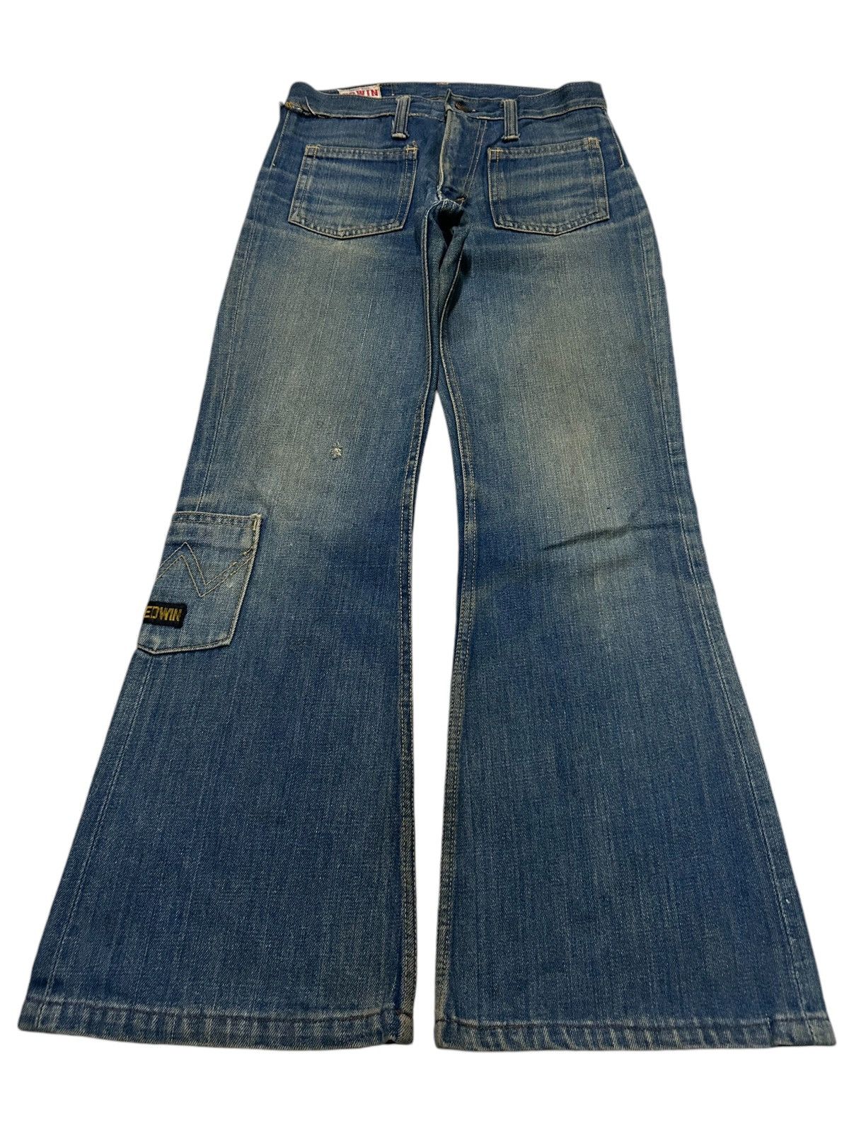 Japanese Brand × Kapital × Vintage Flare Edwin Vintage Made Usa distressed Denim Rare Design ☠️☠️ Size US 27 - 1 Thumbnail