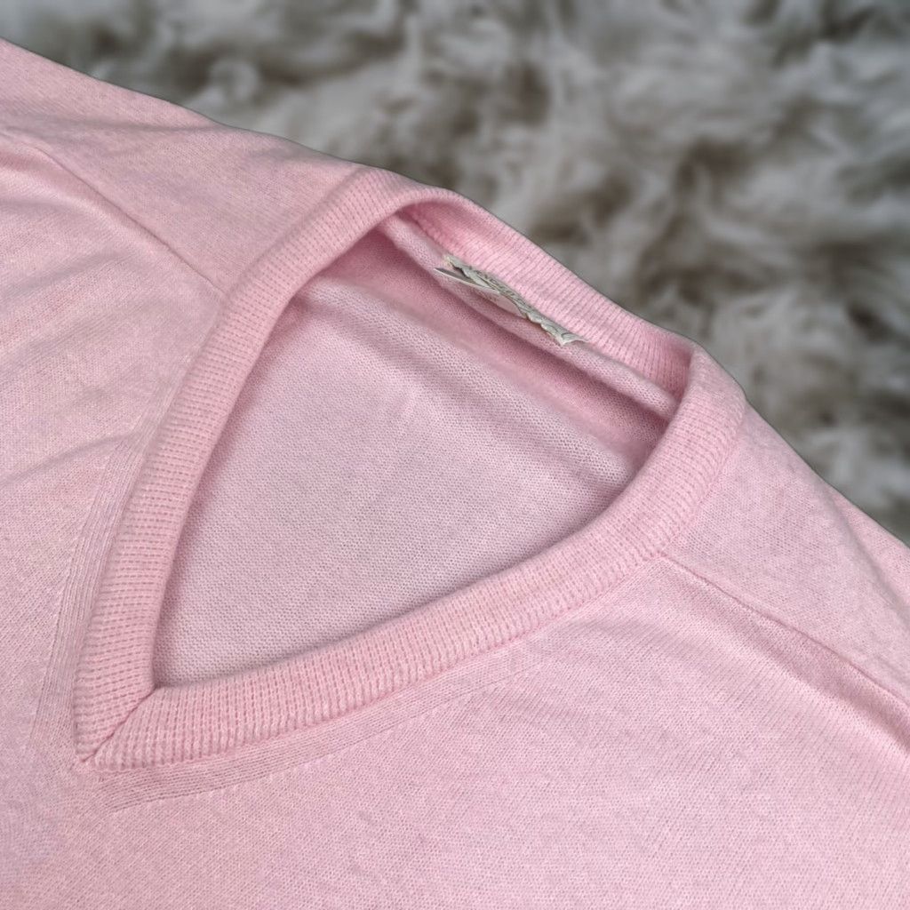 VINTAGE Arnold Palmer Sweater Adult Large Pink 100% Acrylic V-Neck Pullover Knit USA Golf Mens