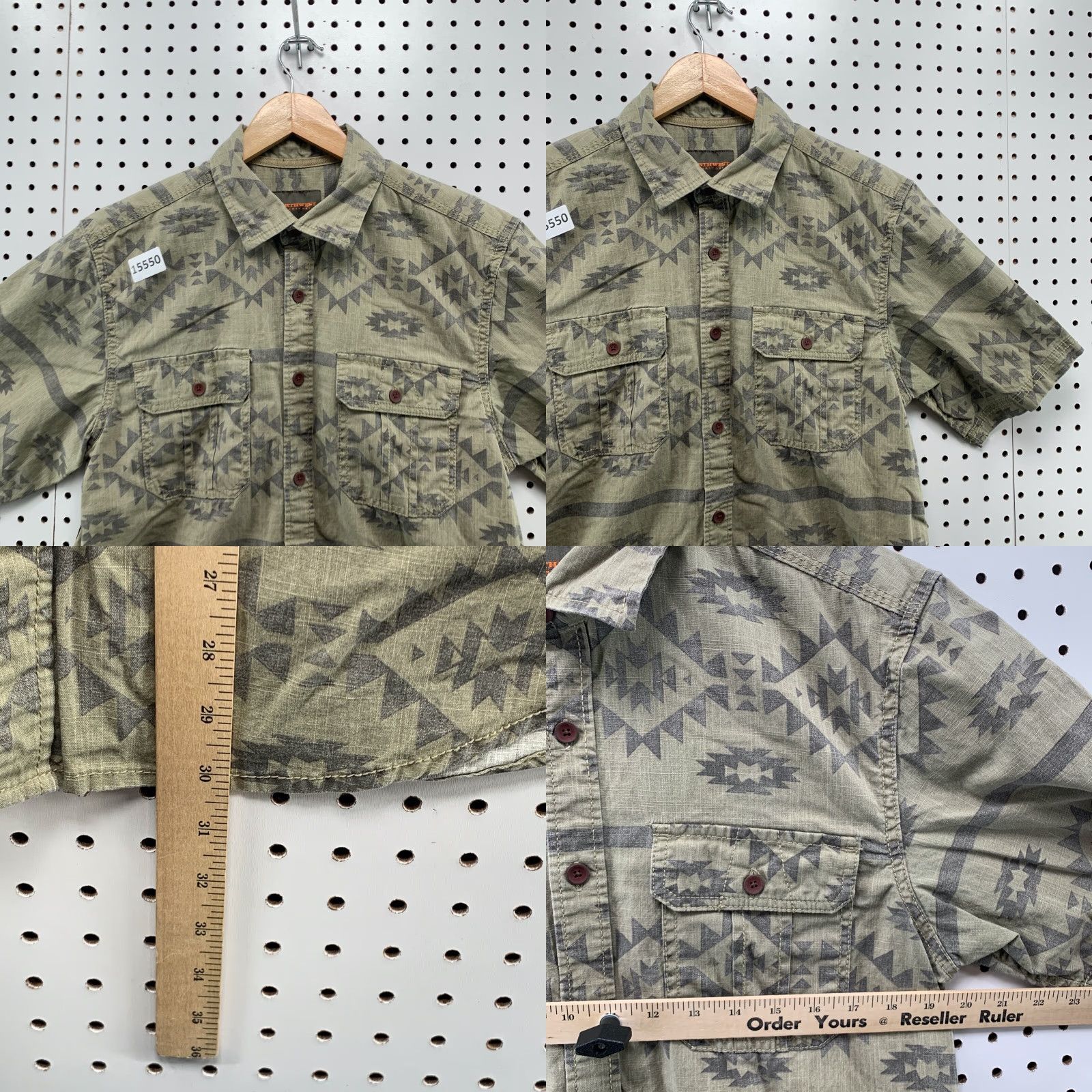 Vintage VINTAGE Northwest Territory Geometric Button-Up Shirt Medium Black Green Aztec Casual Mens Size US M / EU 48-50 / 2 - 8 Thumbnail