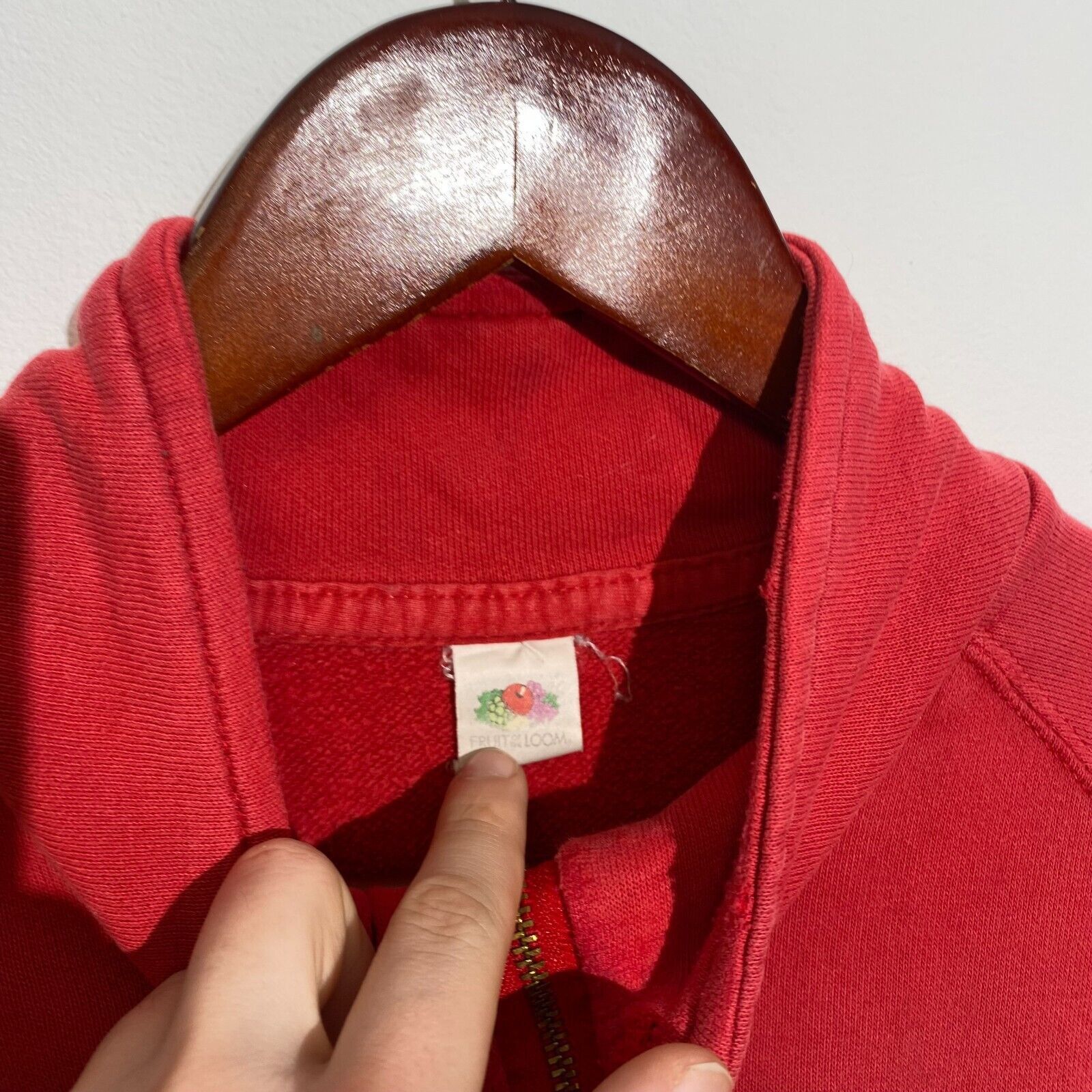 Vintage Vintage Unisex Red Cotton Sweatshirt Size L Washed 90s Size US L / EU 52-54 / 3 - 6 Thumbnail
