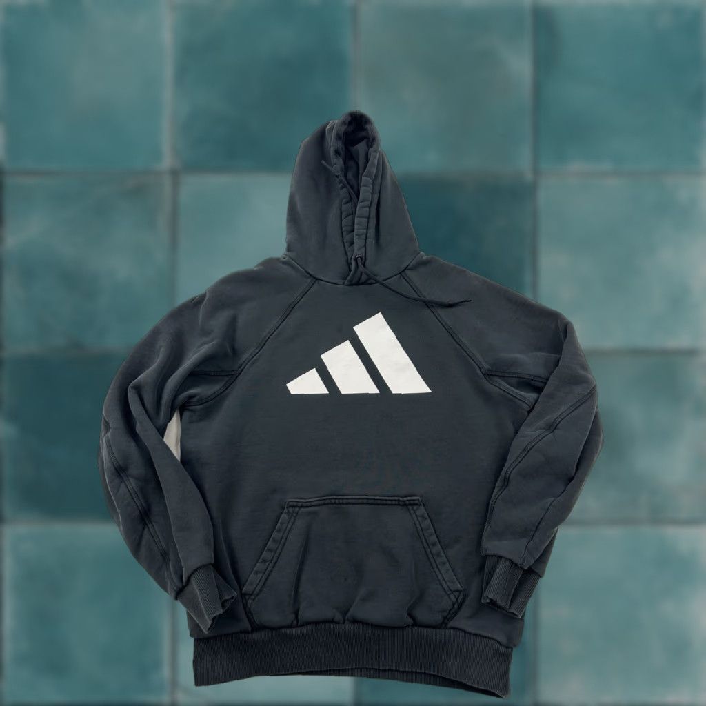 Adidas Adidas Hoodie Sweatshirt Mens Small Black Pullover Hooded Logo Casual Big Logo Size US S / EU 44-46 / 1 - 1 Thumbnail