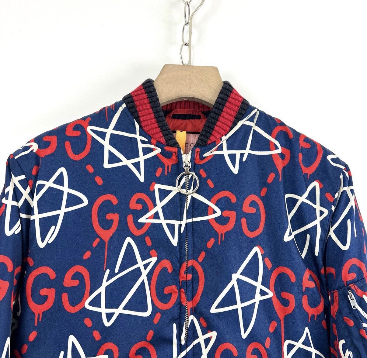 Gucci Gucci All-Over Logo Pentagram Graffiti Baseball Jacket K12 Size US XXS / EU 40 - 3 Thumbnail