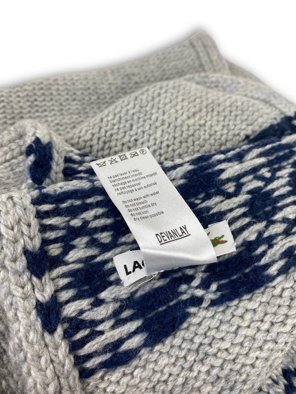 Lacoste Vintage LACOSTE Big Logo Wool Knit Scarf M513 Size ONE SIZE - 4 Thumbnail