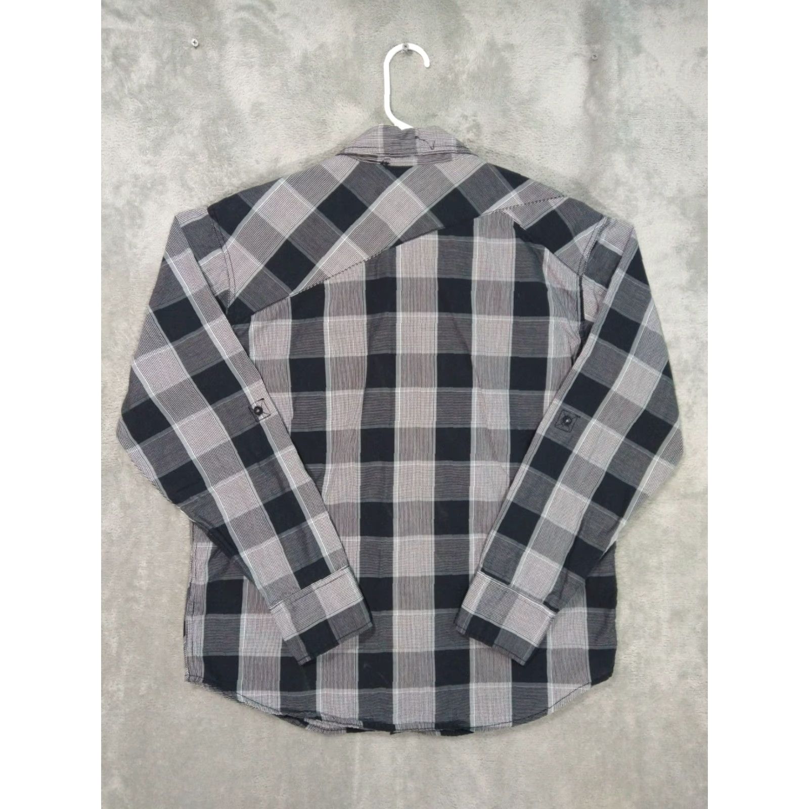 Point Zero Point Zero Shirt Mens Medium Gray Black Plaid Long Sleeve Button Up Pockets Size US M / EU 48-50 / 2 - 2 Thumbnail