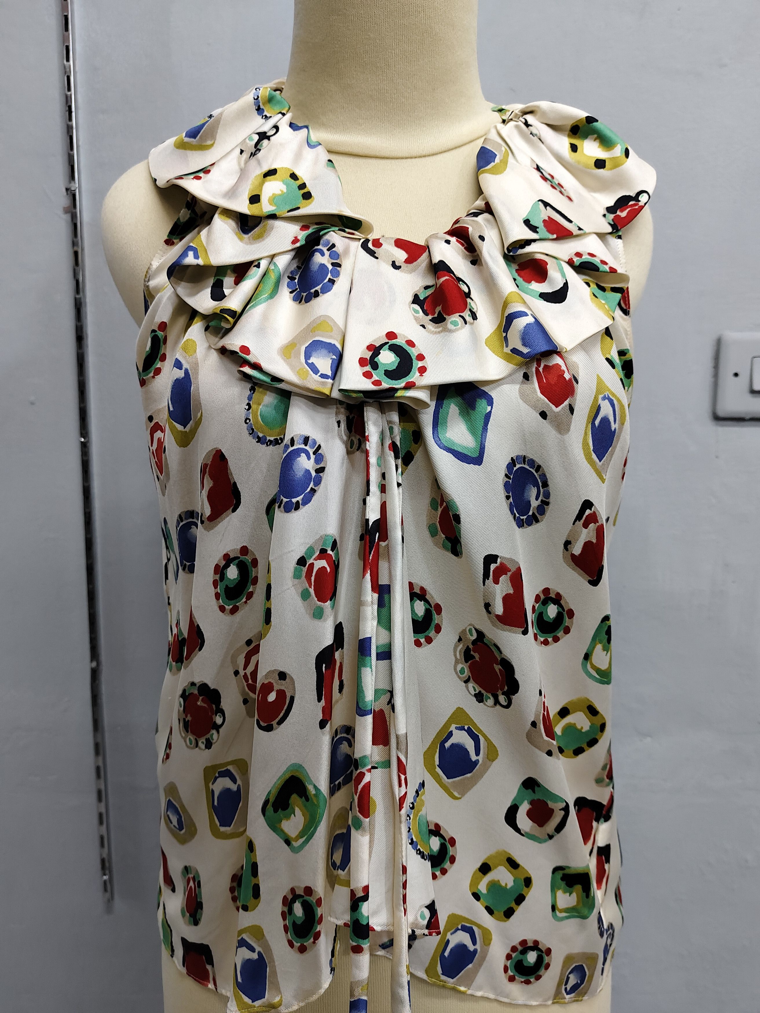 Moschino 00s Moschino Cheap & Chic Abstract Pop Print Ruffle Blouse Size M / US 6-8 / IT 42-44 - 2 Thumbnail