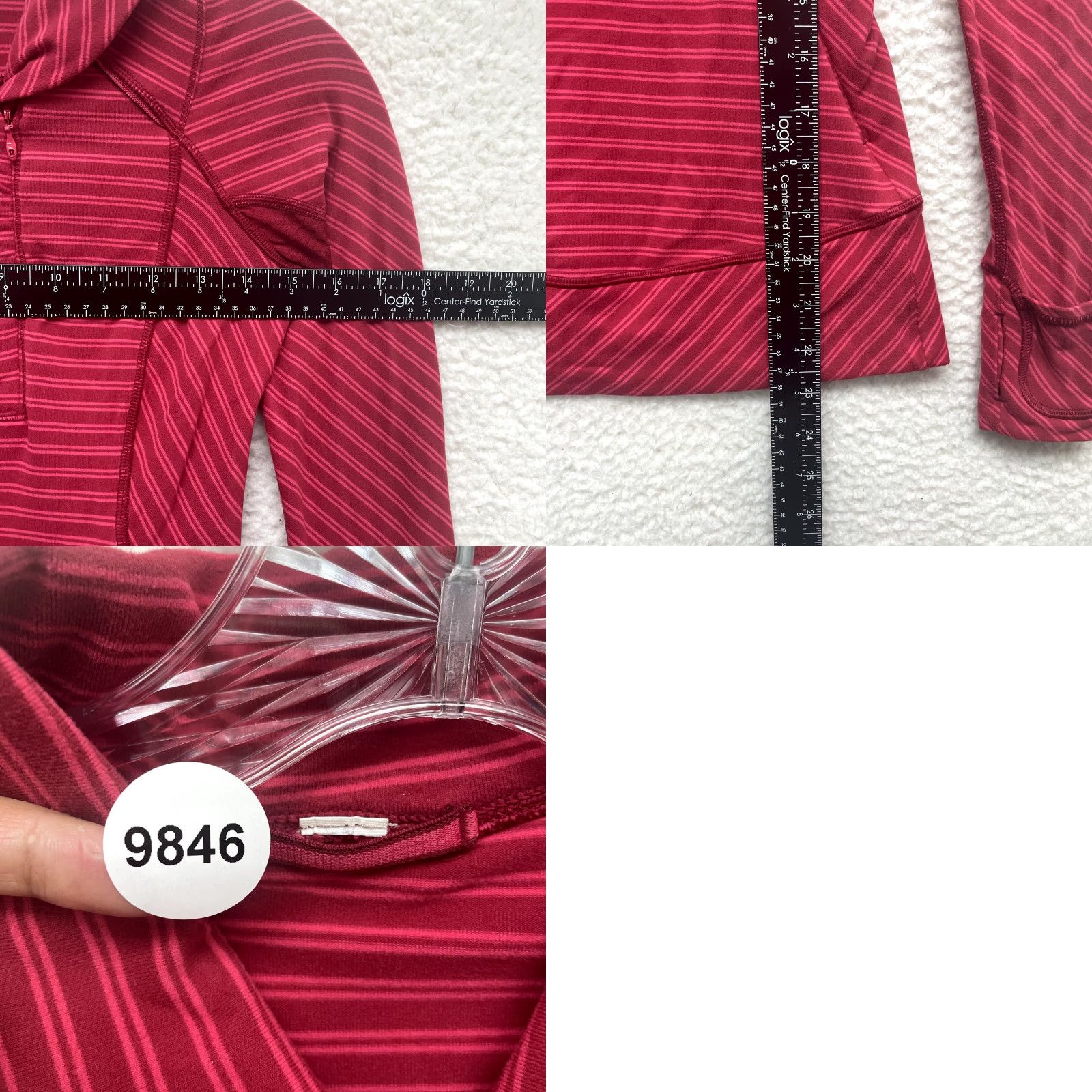 Lululemon Lululemon Top Shirt S Red Striped 1/4 Zip Workout Activewear Yoga Thumb Hole Womens Size S / US 4 / IT 40 - 8 Thumbnail