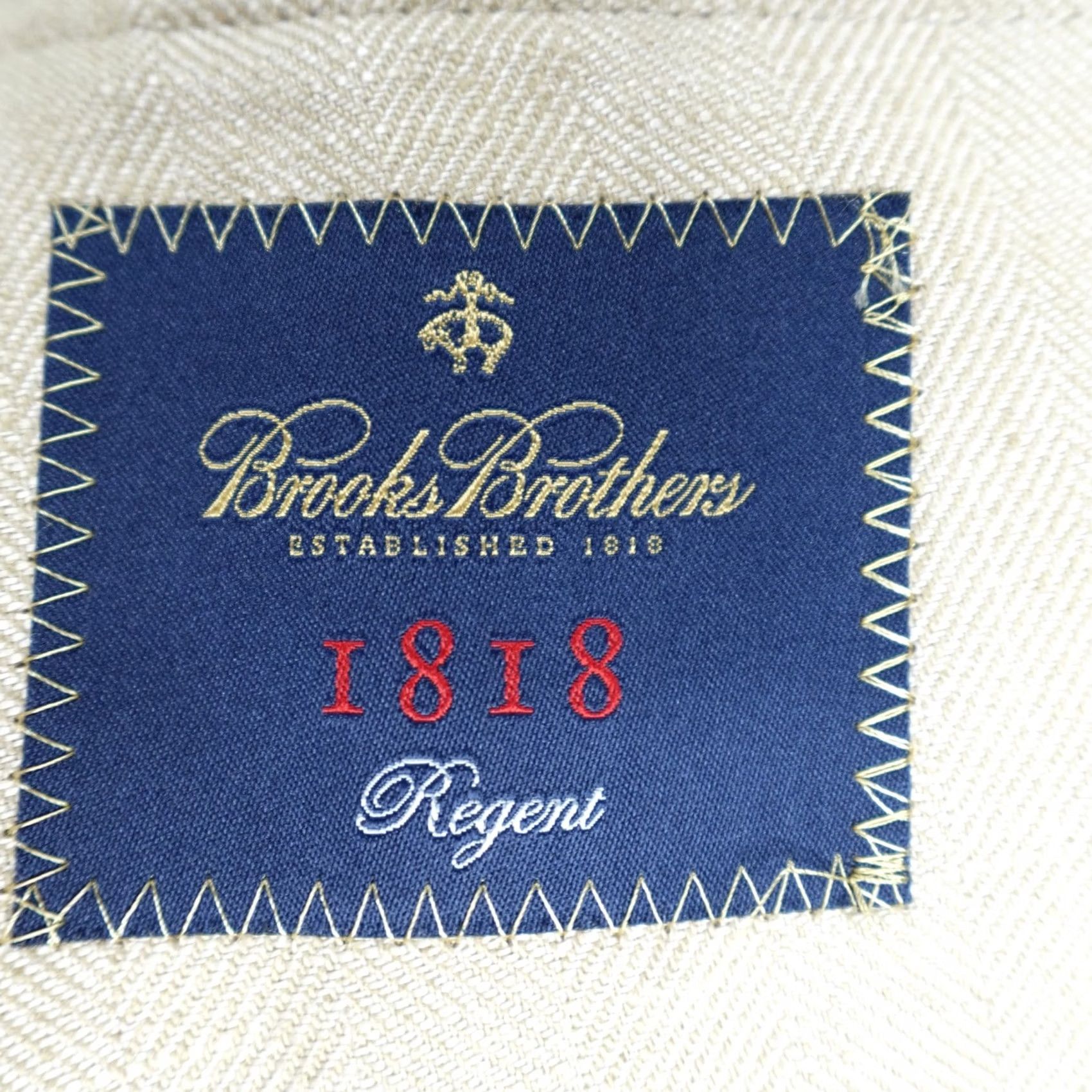 Brooks Brothers Brooks Brothers 1818 Blazer Beige Linen 43R Single-Breasted 2-Button Notch Lapel Mens Regular Vintage? No Size 46R - 3 Thumbnail