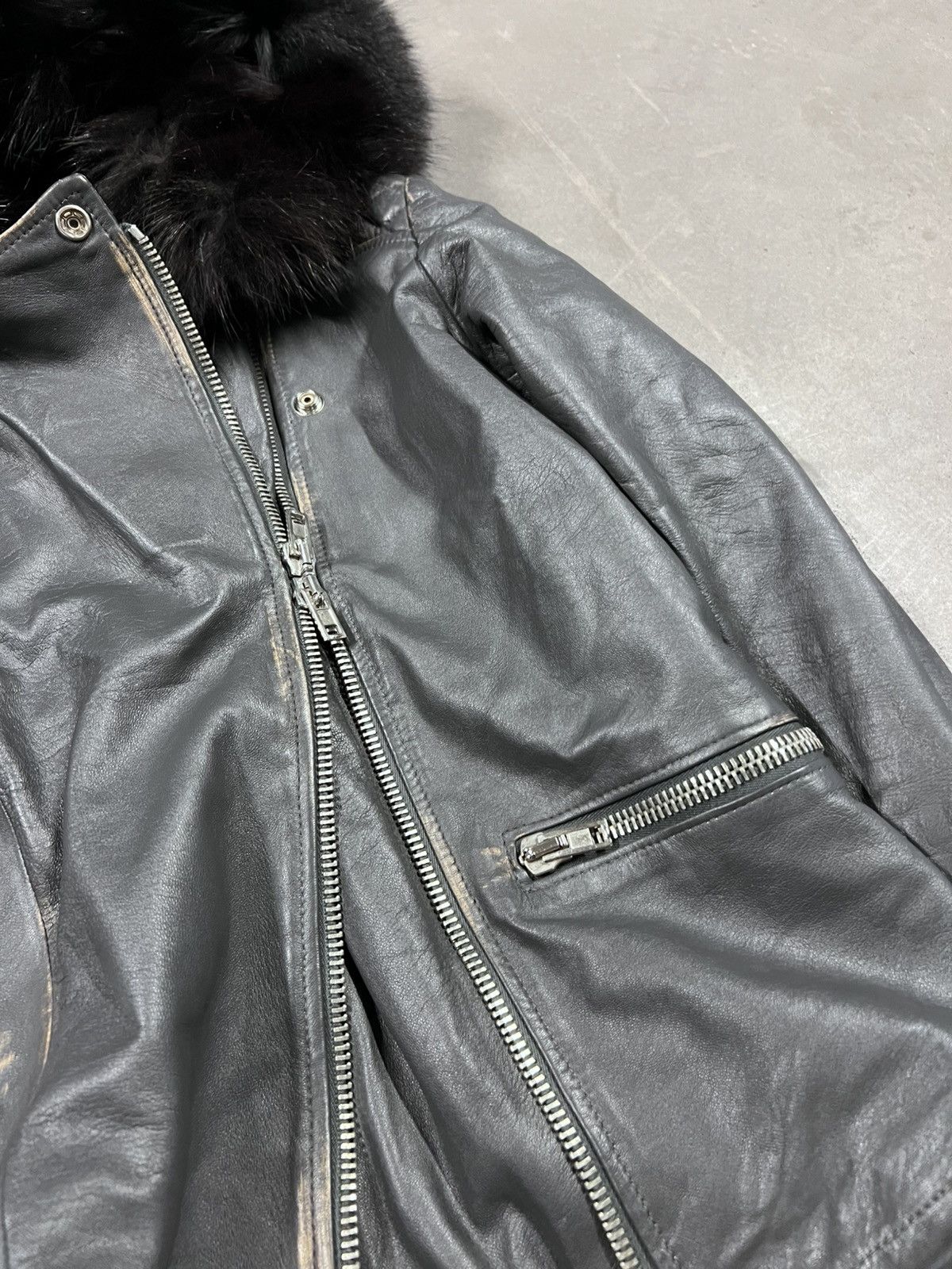 If Six Was Nine Real Leather Black Faux Fur Hood Asymmetrical Zip Jacket Size US S / EU 44-46 / 1 - 5 Thumbnail