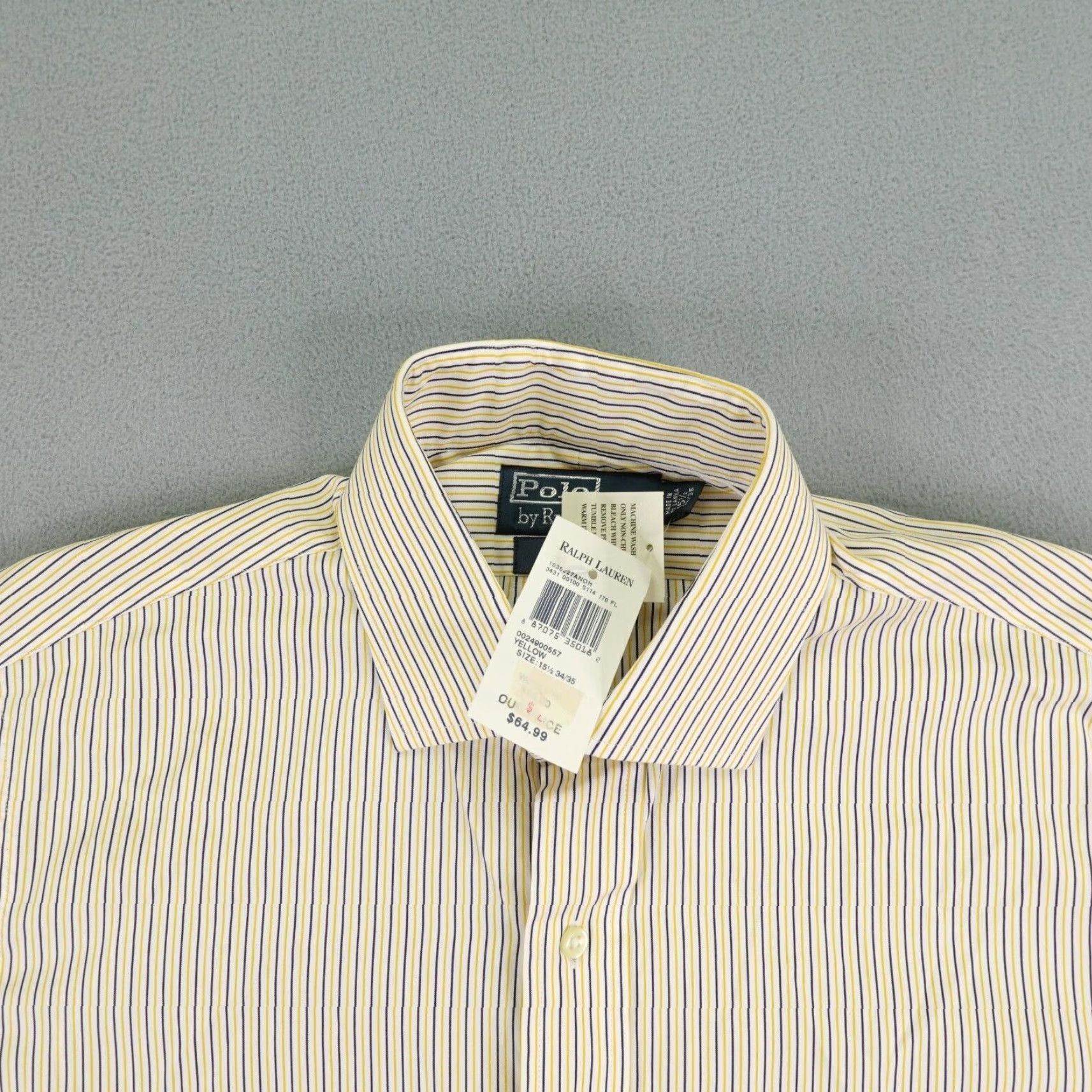 Polo Ralph Lauren VINTAGE Polo Ralph Lauren Shirt Men Medium Cotton Button-Up Striped Collared Long Sleeve Yellow Blue White 90s Classic Mens Size US M / EU 48-50 / 2 - 2 Thumbnail