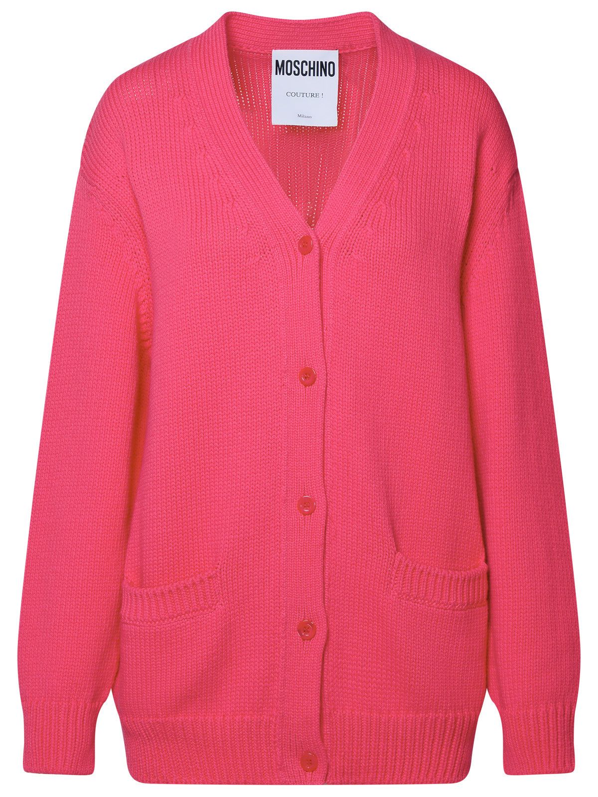 image of Moschino Fuchsia Cotton Blend Cardigan, Women's (Size Medium)