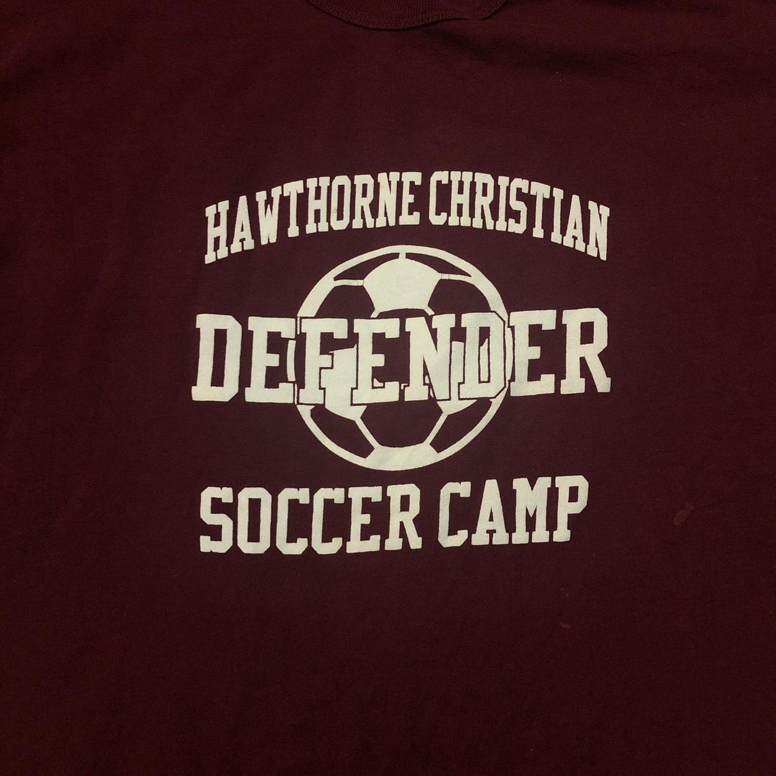 Russell Athletic Maroon Hawthorne Christian Soccer Camp Defender Graphic Tee Size US S / EU 44-46 / 1 - 3 Thumbnail