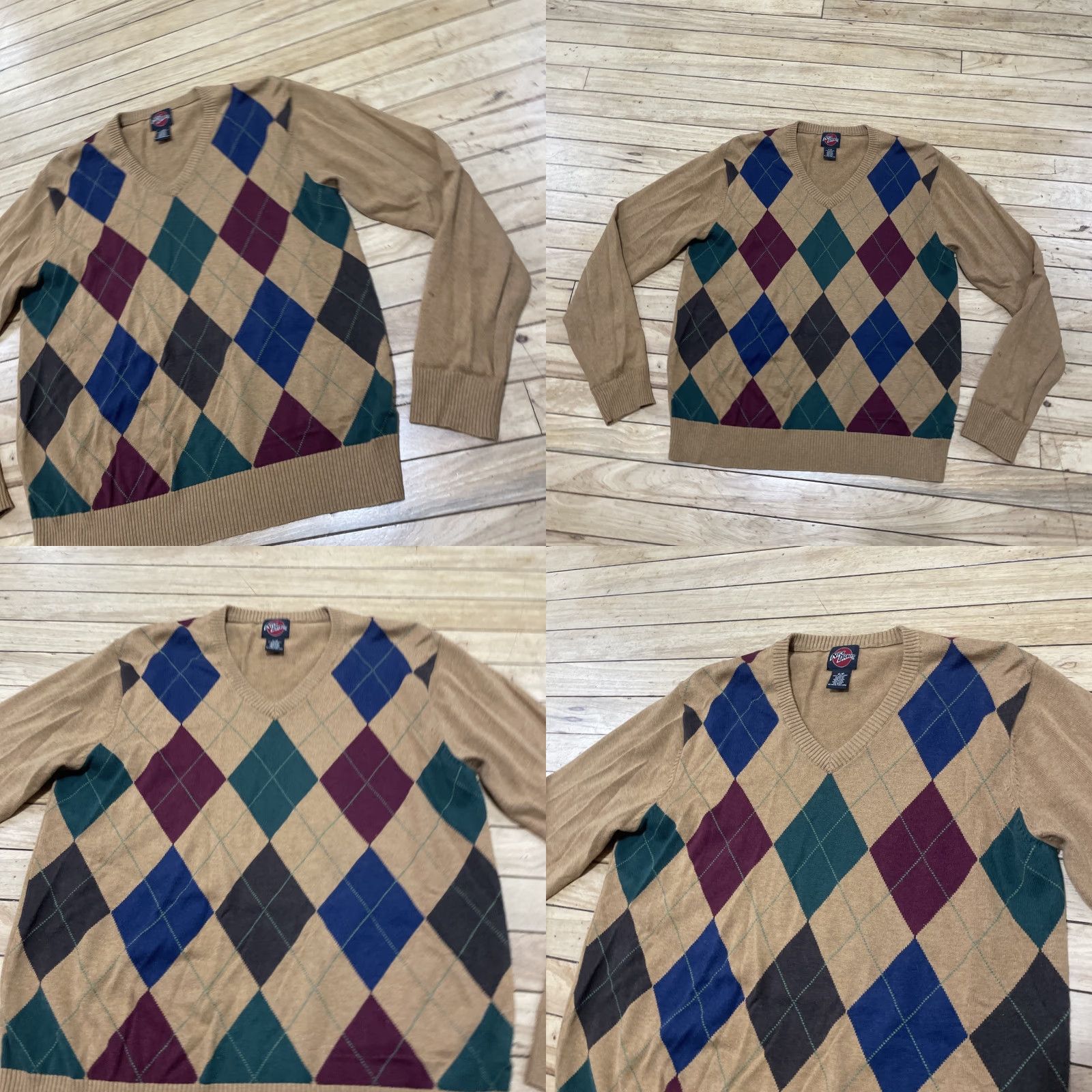 Vintage VINTAGE Nick Danger Sweater Men S Argyle/Diamond 90s Cosby Tan Green Blue Red Academia Size US S / EU 44-46 / 1 - 10 Thumbnail
