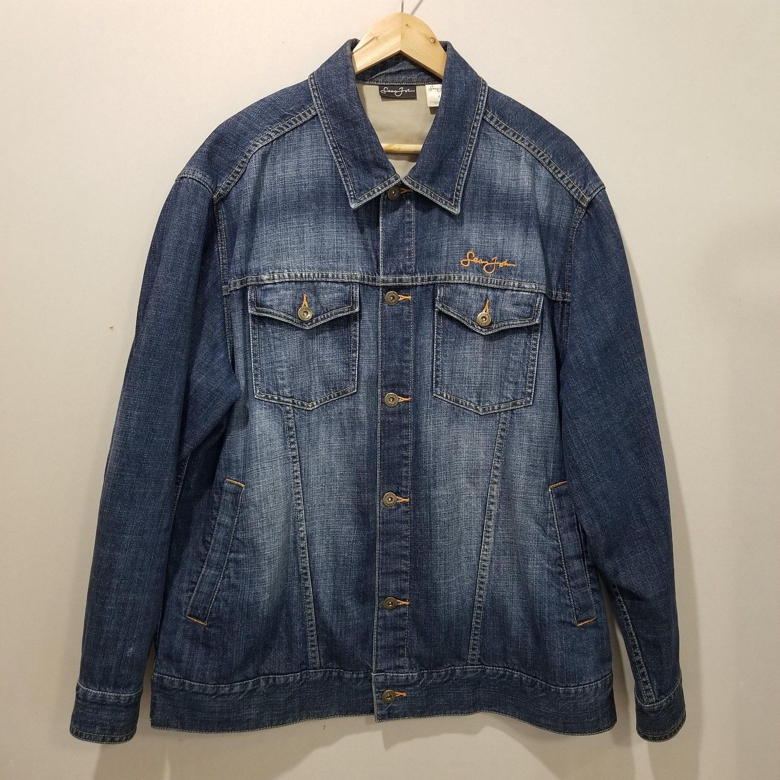 Sean John Sean John Jacket Mens Large Blue Denim Trucker Embroidered Size US L / EU 52-54 / 3 - 1 Thumbnail