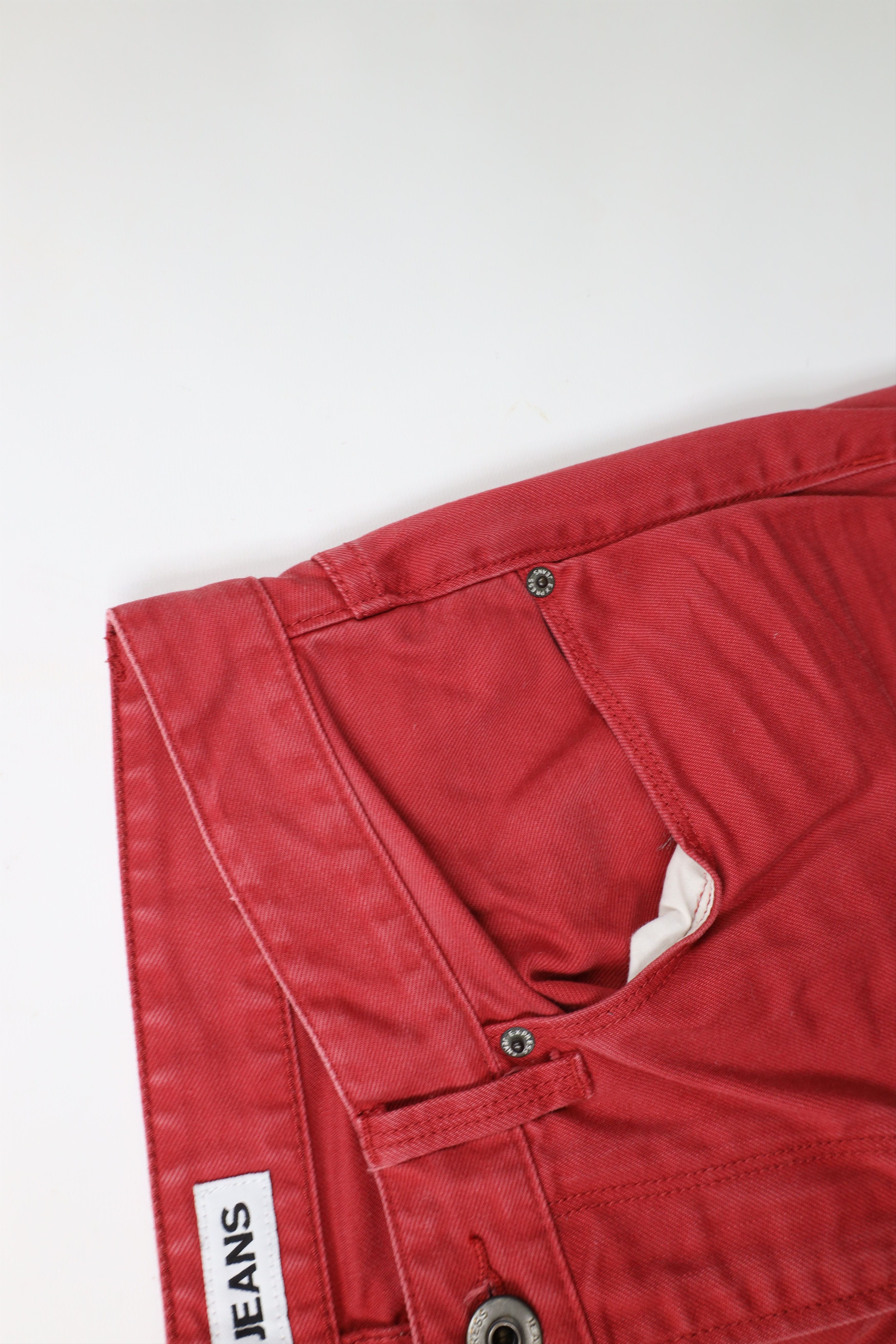 Express × Vintage Express Rocco Slim Fit Skinny Leg Denim Jeans Red Cotton Size US 32 / EU 48 - 13 Thumbnail