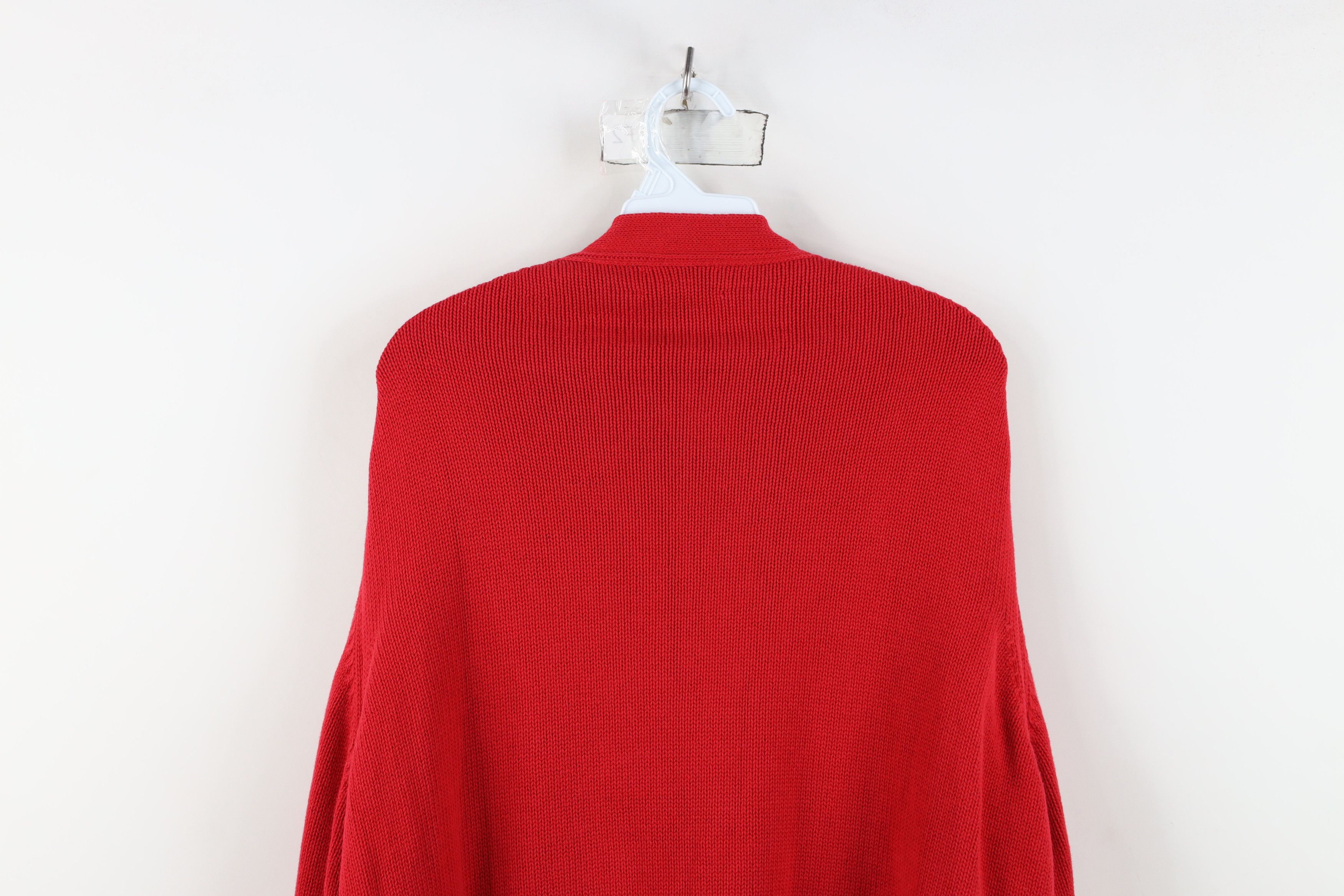 Lands' End Vintage 90s Lands End Cotton Knit Cardigan Sweater Red USA Size US XL / EU 56 / 4 - 10 Thumbnail