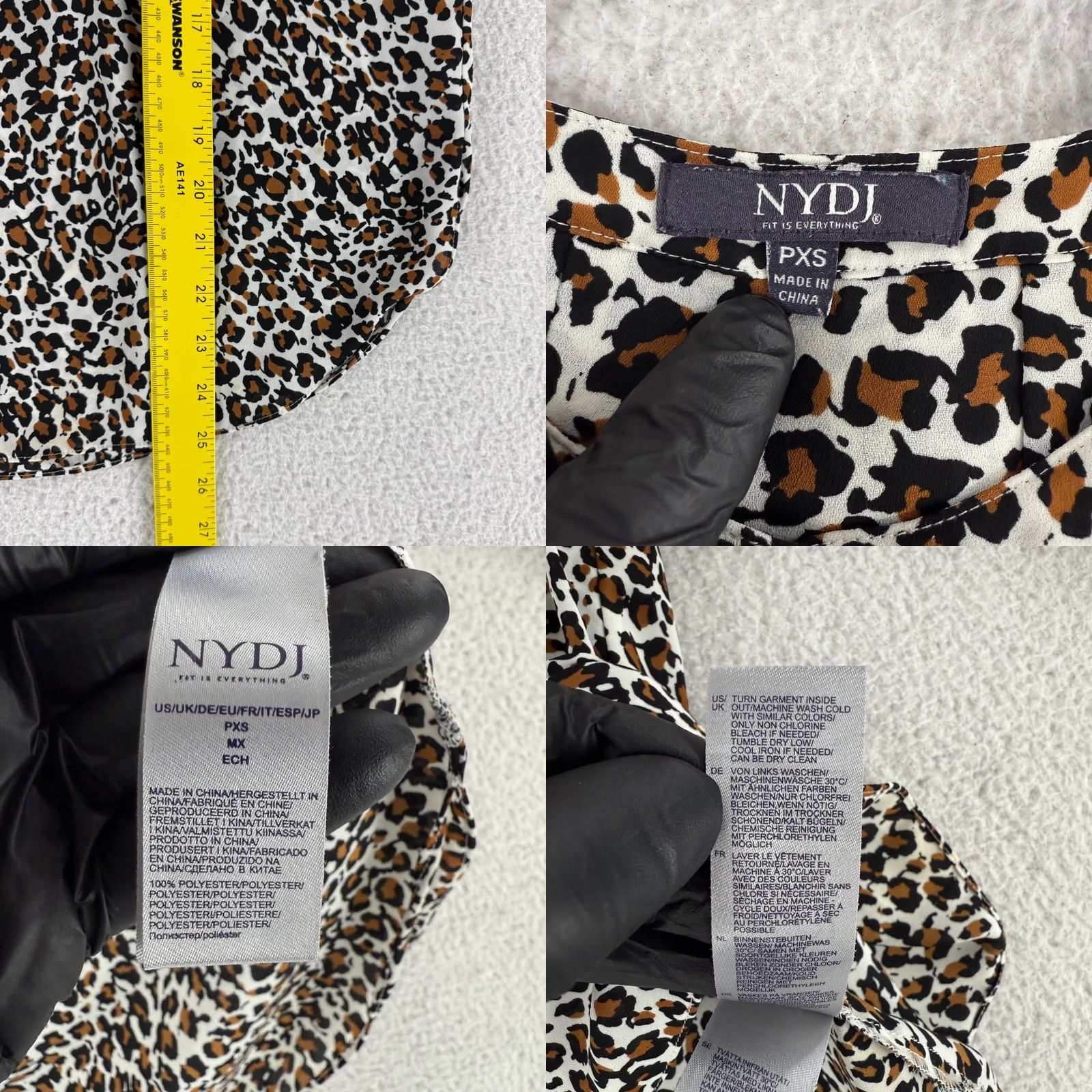 NYDJ NYDJ Blouse 3/4 Sleeve Henley Top Womens XS Black Pleated Back 3/4 Sleeve Petites Henley Blouse Size XS / US 0-2 / IT 36-38 - 8 Thumbnail