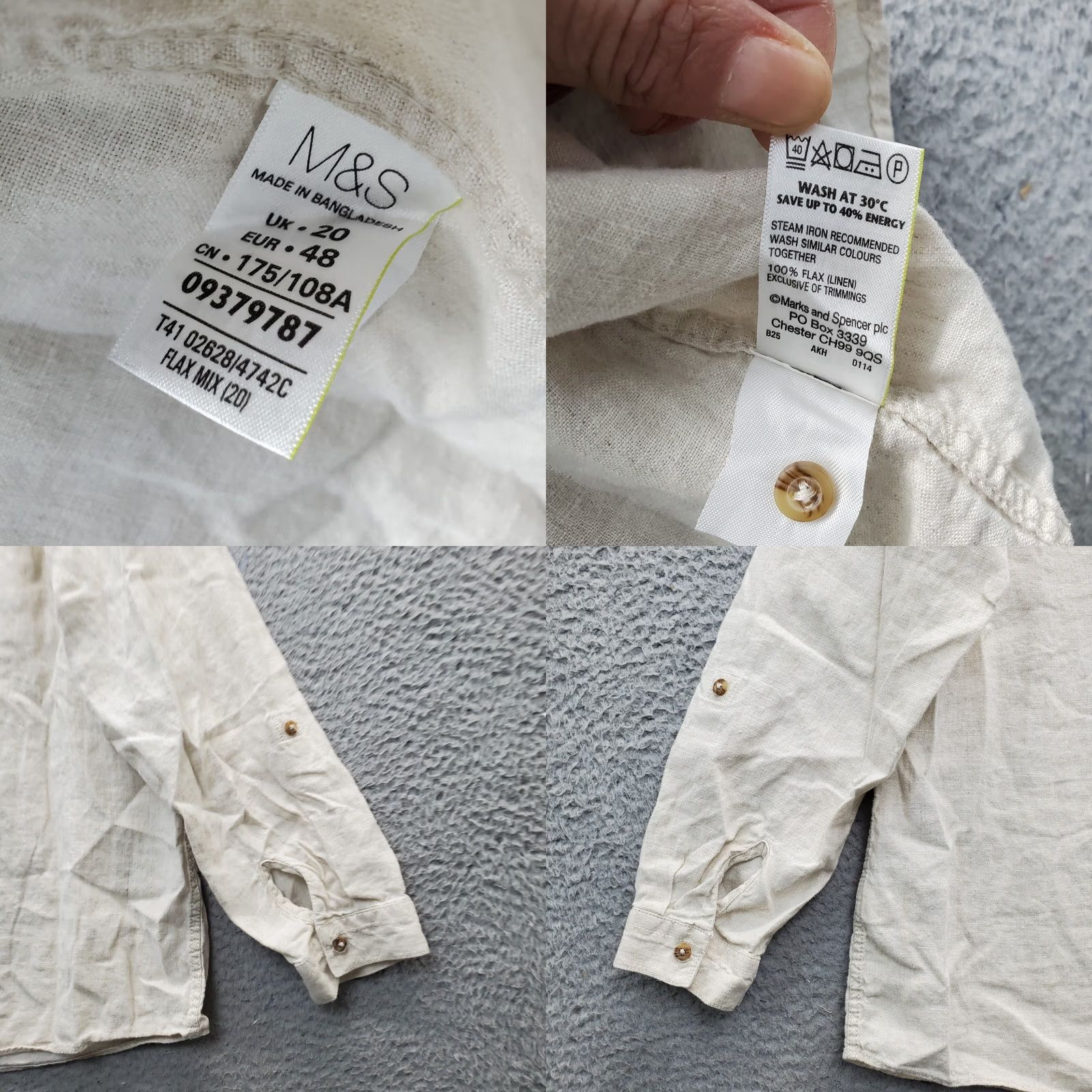 Vintage M&S Collection Blouse Womens Size UK 20 Tan Long Sleeve Pockets Button Front Shirt Size 3XL / US 20-22 - 8 Thumbnail