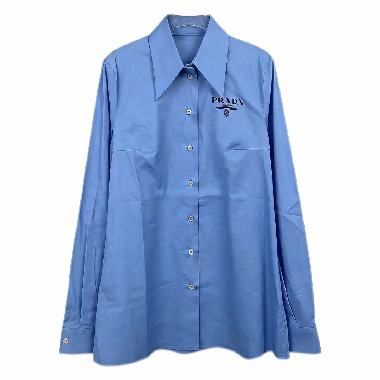 Prada Prada Logo Blue Button Up Shirt Size M Size US XXS / EU 40 - 1 Thumbnail
