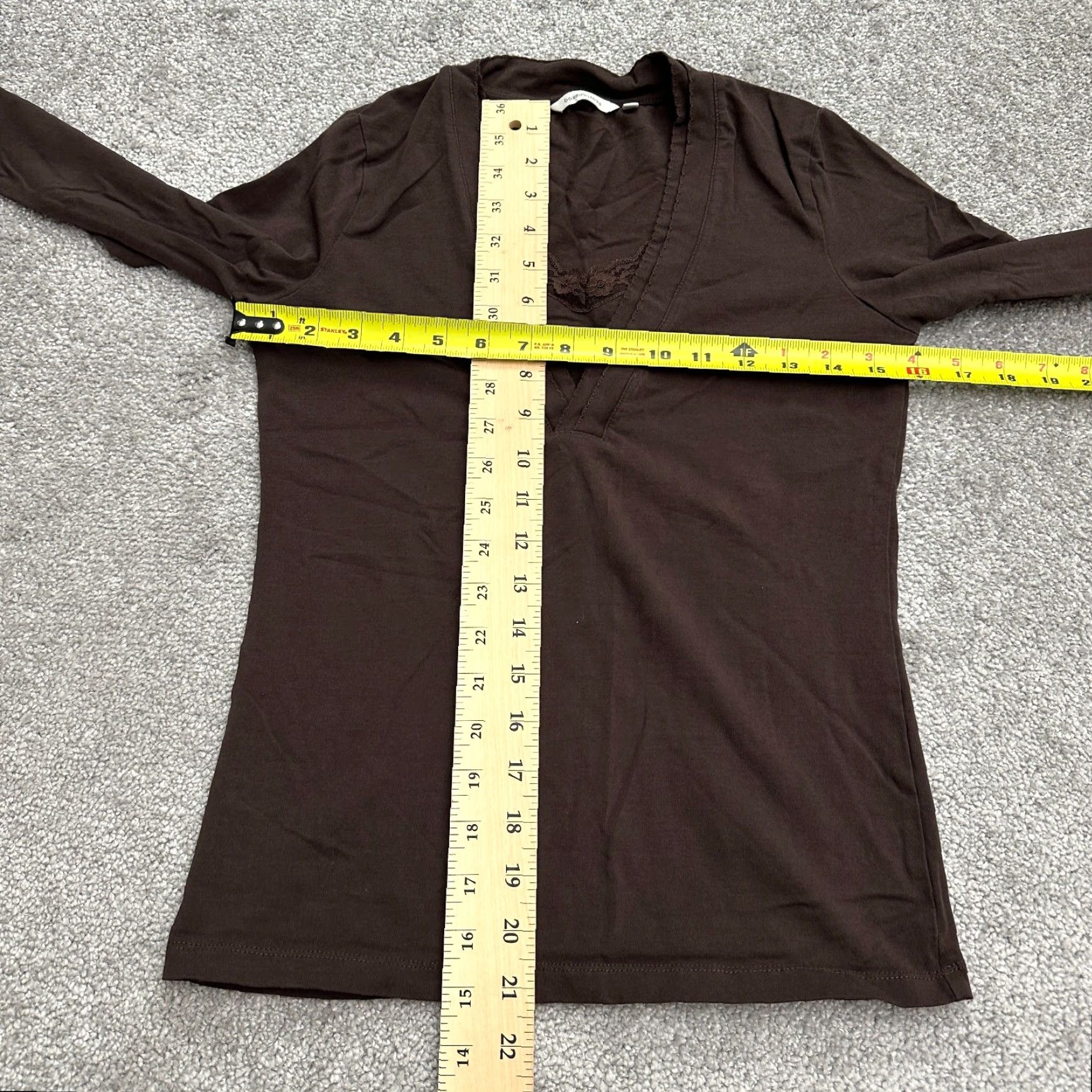 Vintage Bossini Shirt Ladies S Brown Lace Knit V-Neck Long Sleeve Casual Everyday Regular Womens Brown Lace Knit Top Size S / US 4 / IT 40 - 7 Thumbnail