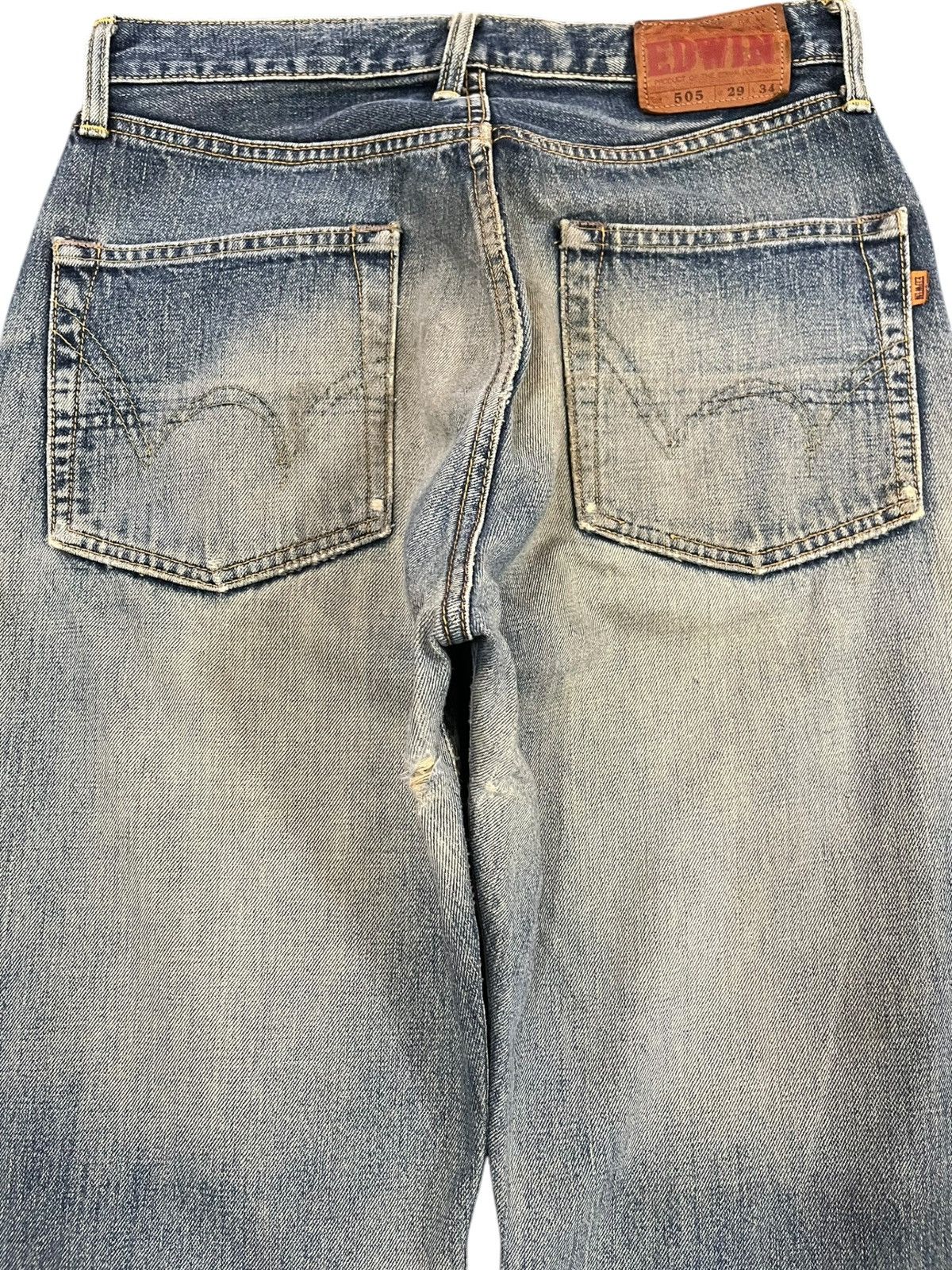 Beauty Beast × Edwin Vintage Edwin 505 Selvedge Mudwash Distressed Denim Size US 29 - 7 Thumbnail