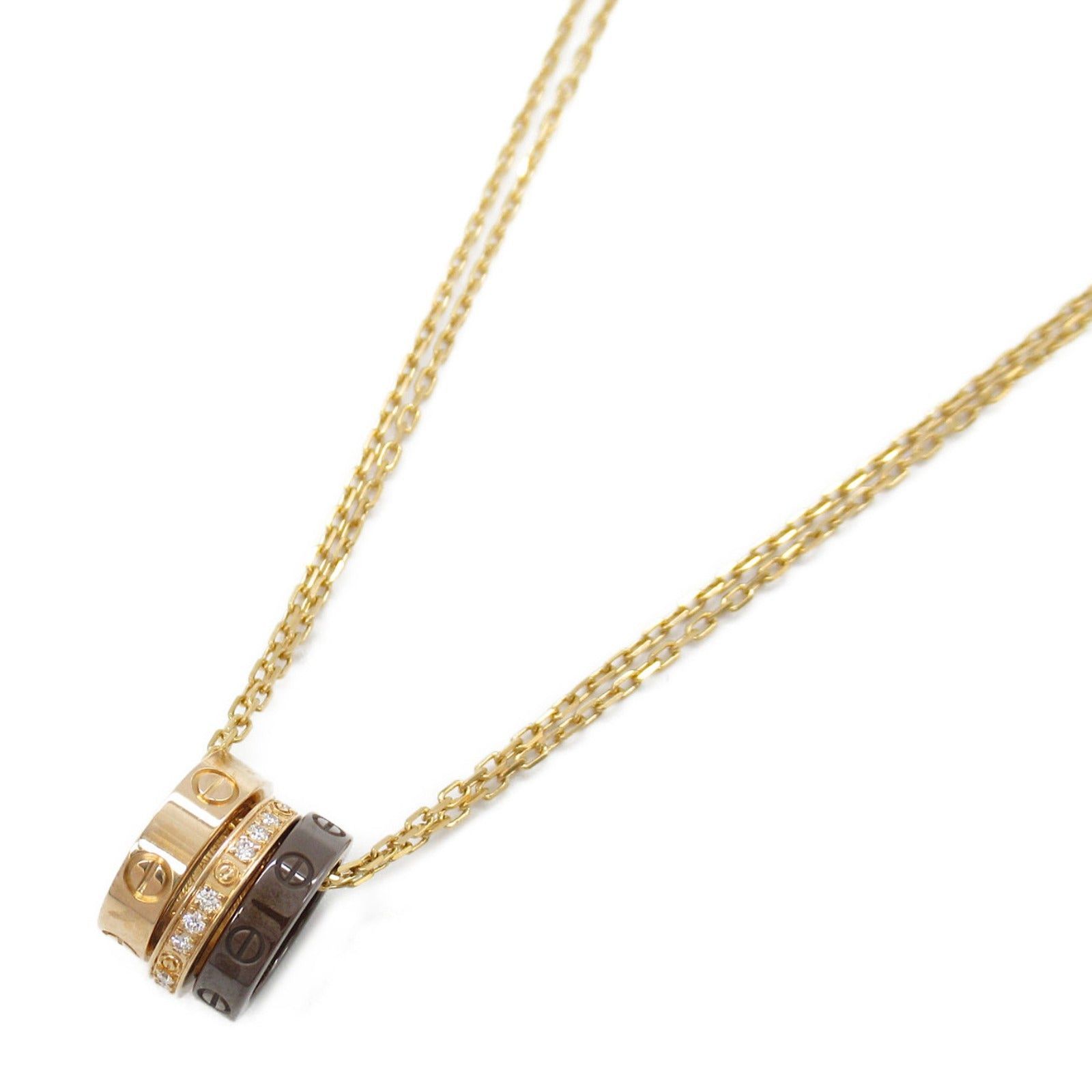 Cartier Cartier Love Three Hoops Necklace Diamond K18Pg (Pink Gold) Ceramic Clear Size ONE SIZE - 1 Thumbnail