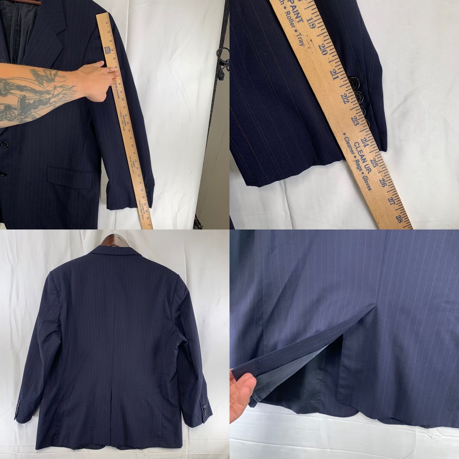 Vintage VINTAGE Hickey Freeman Suit Mens 48R 40x28 Navy Blue Pinstripe 2-Button Pleated Cuffed Size 48R - 8 Thumbnail