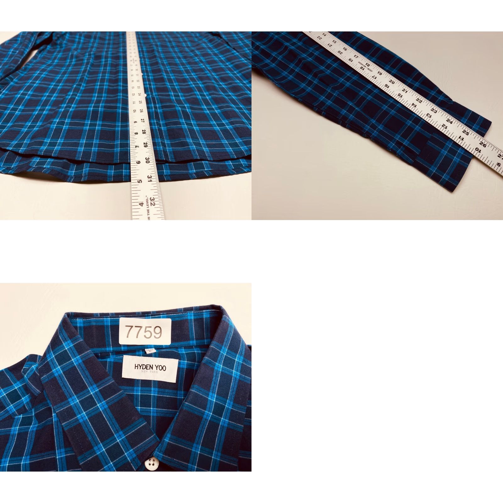 Vintage Hyden Yoo Casual Shirt Mens Large Blue Plaid Long Sleeve Button-Up Cotton 7759 Size US L / EU 52-54 / 3 - 8 Thumbnail