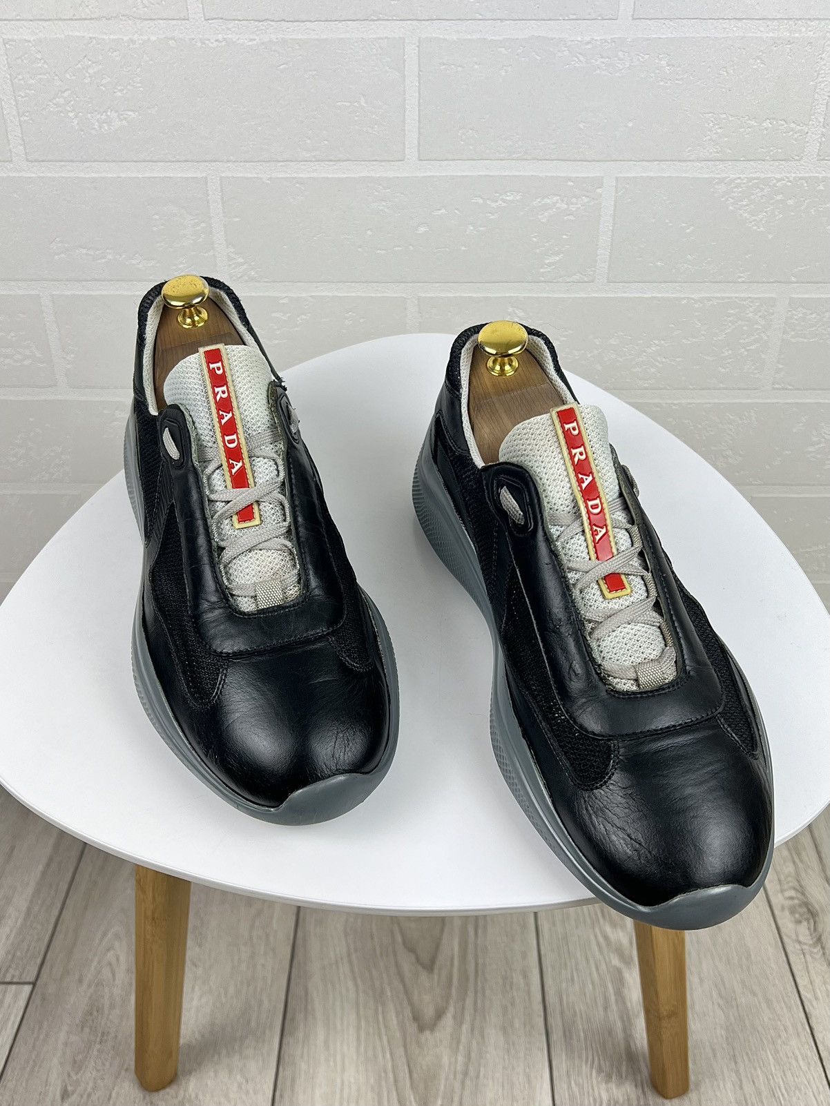 Prada PRADA Sneakers AMERICAS CUP Leather Fabric Shoes Red Tab Men Size US 8 / EU 41 - 1 Thumbnail