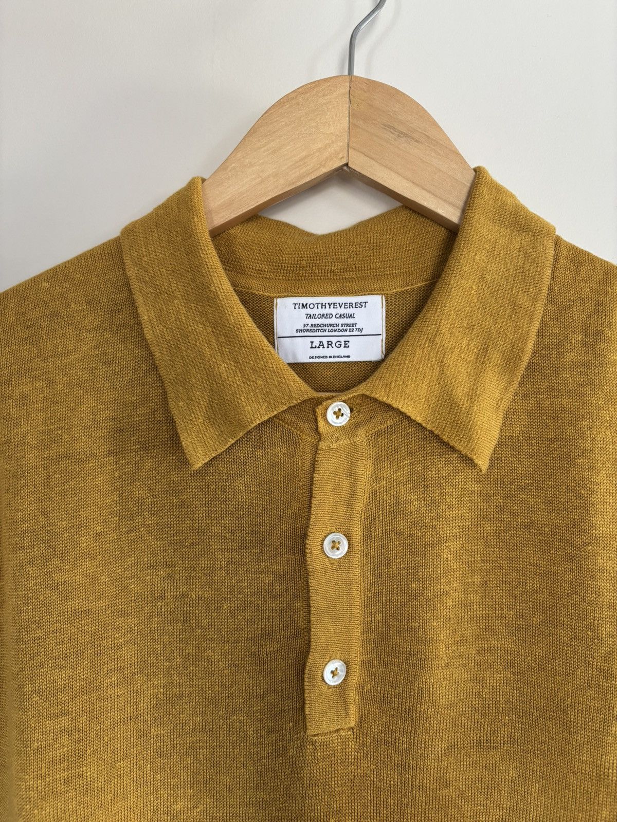 Timothy Everest Timothy Everest Mustard Linen Knit Polo Shirt Size US L / EU 52-54 / 3 - 2 Thumbnail