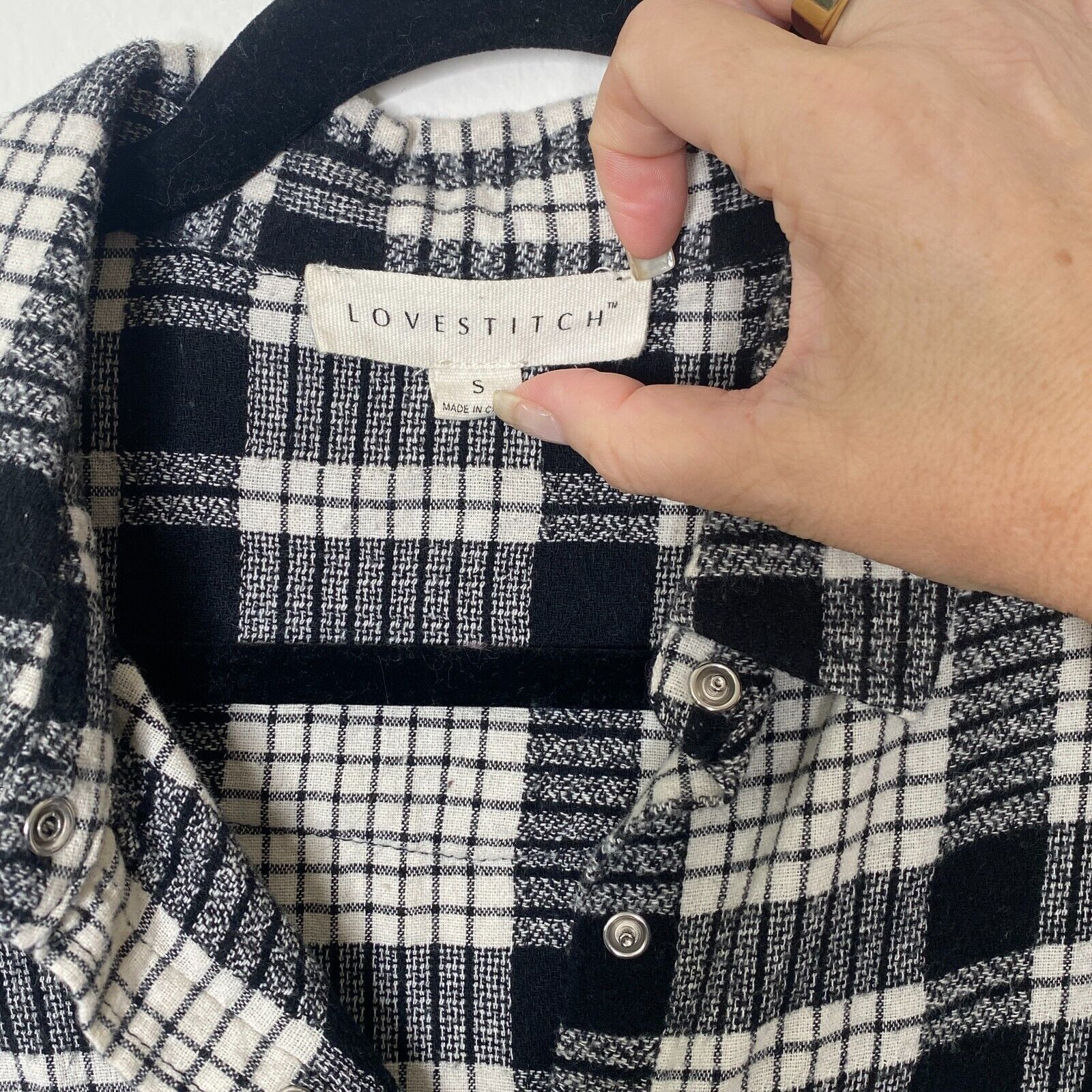 Other Lovestitch Long Sleeve Black White Plaid Flannel Shirt S Size XS / US 0-2 / IT 36-38 - 6 Thumbnail