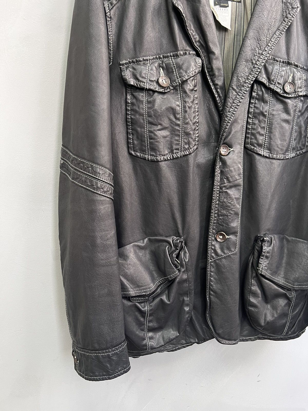 Roberto Cavalli VINTAGE REBERTO CAVALLI LEATHER BLAZER STITCHING POCKETS Y2K Size US L / EU 52-54 / 3 - 2 Thumbnail