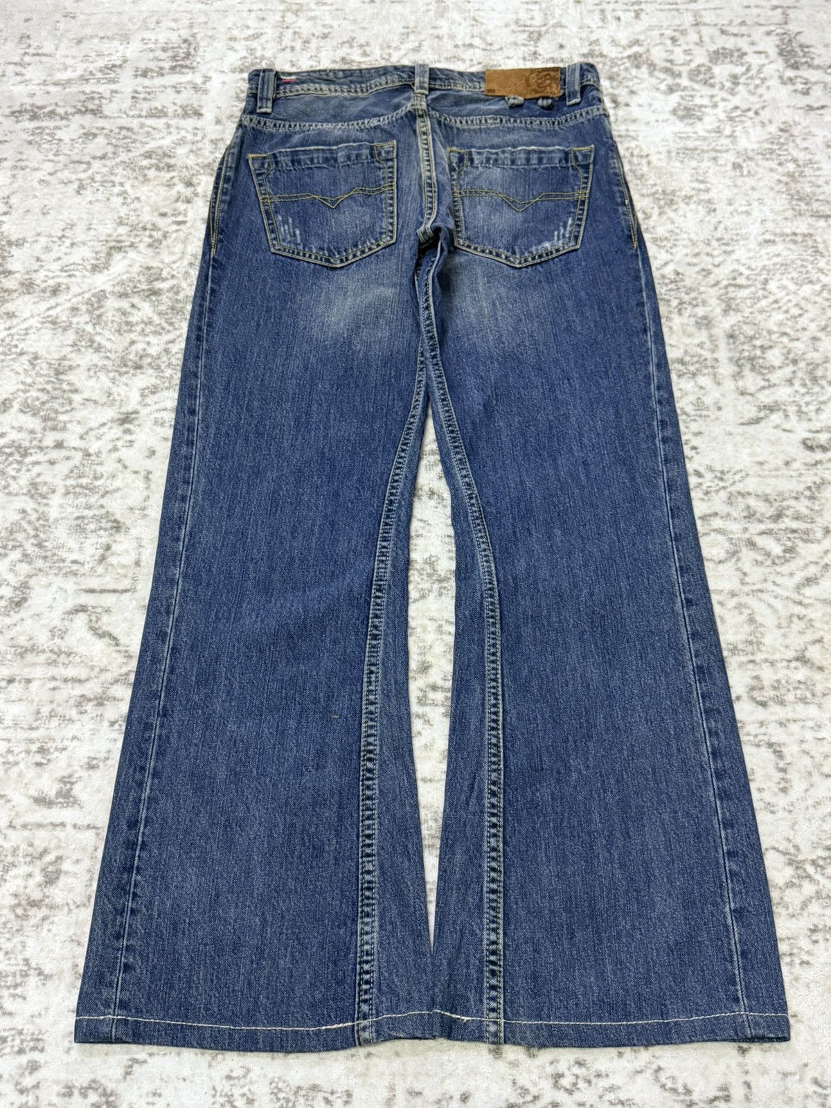 Vintage Y2k Diesel Shazor Distressed Fade Wash Flare Jeans