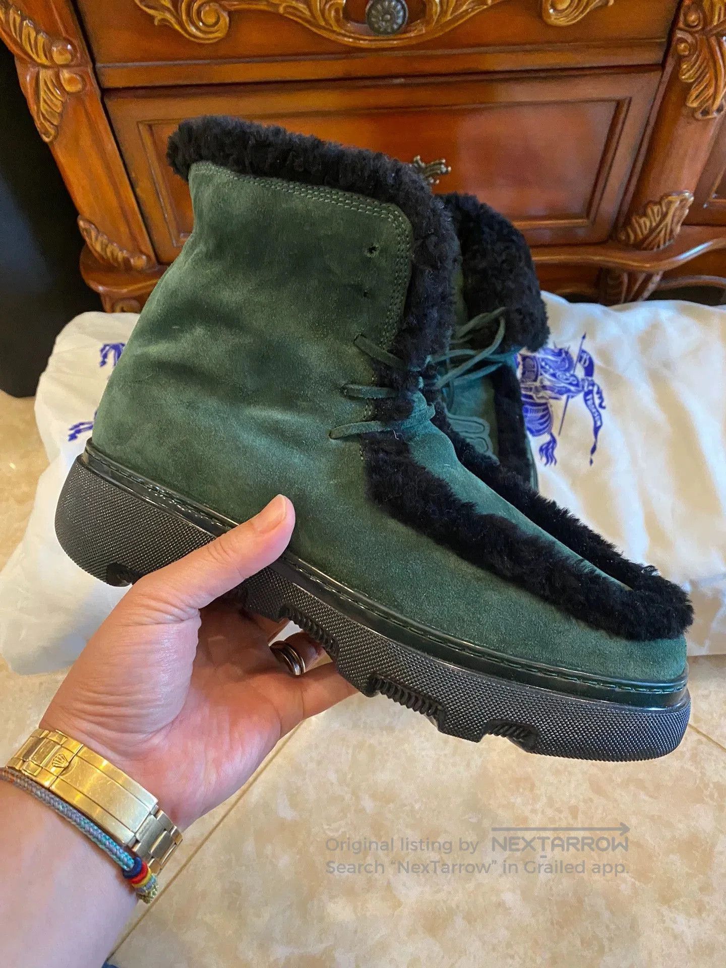 Burberry Multi Colored Fur Lined High Top Boots Size 9. Size US 9 / EU 42 - 2 Thumbnail