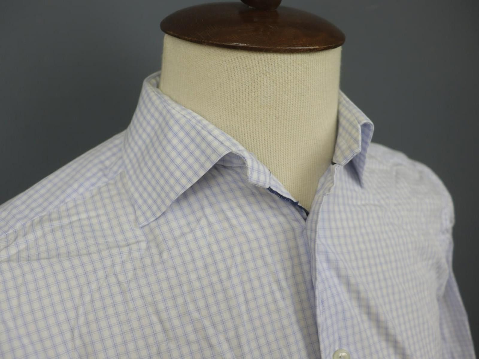 Eton Eton Blue Check 100% Cotton Collared Shirt Size 42 Size 38R - 4 Thumbnail