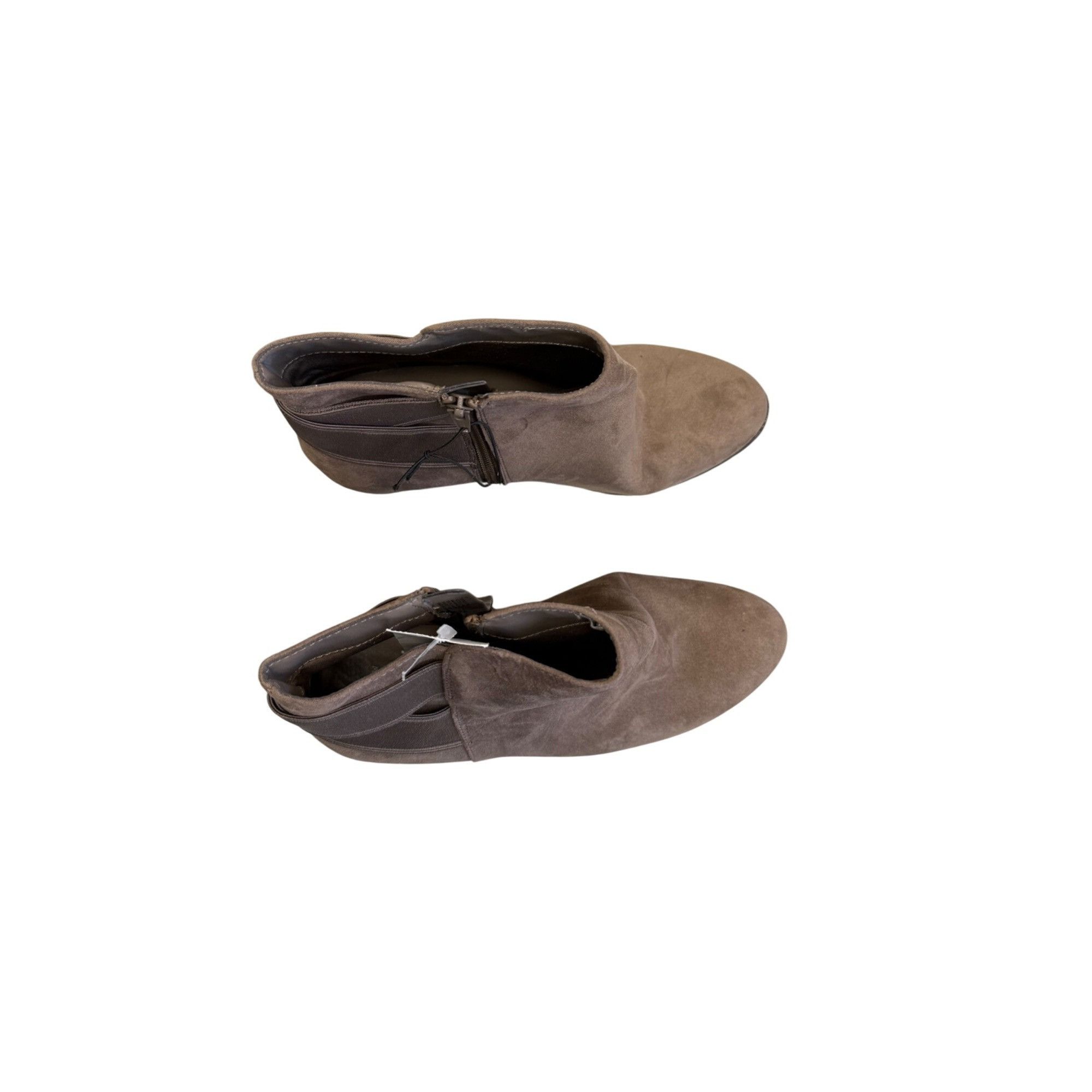 Other Brown Faux Suede Ankle Boots With Chunky Heel & Side Zipper Size US 11 / IT 41 - 6 Thumbnail