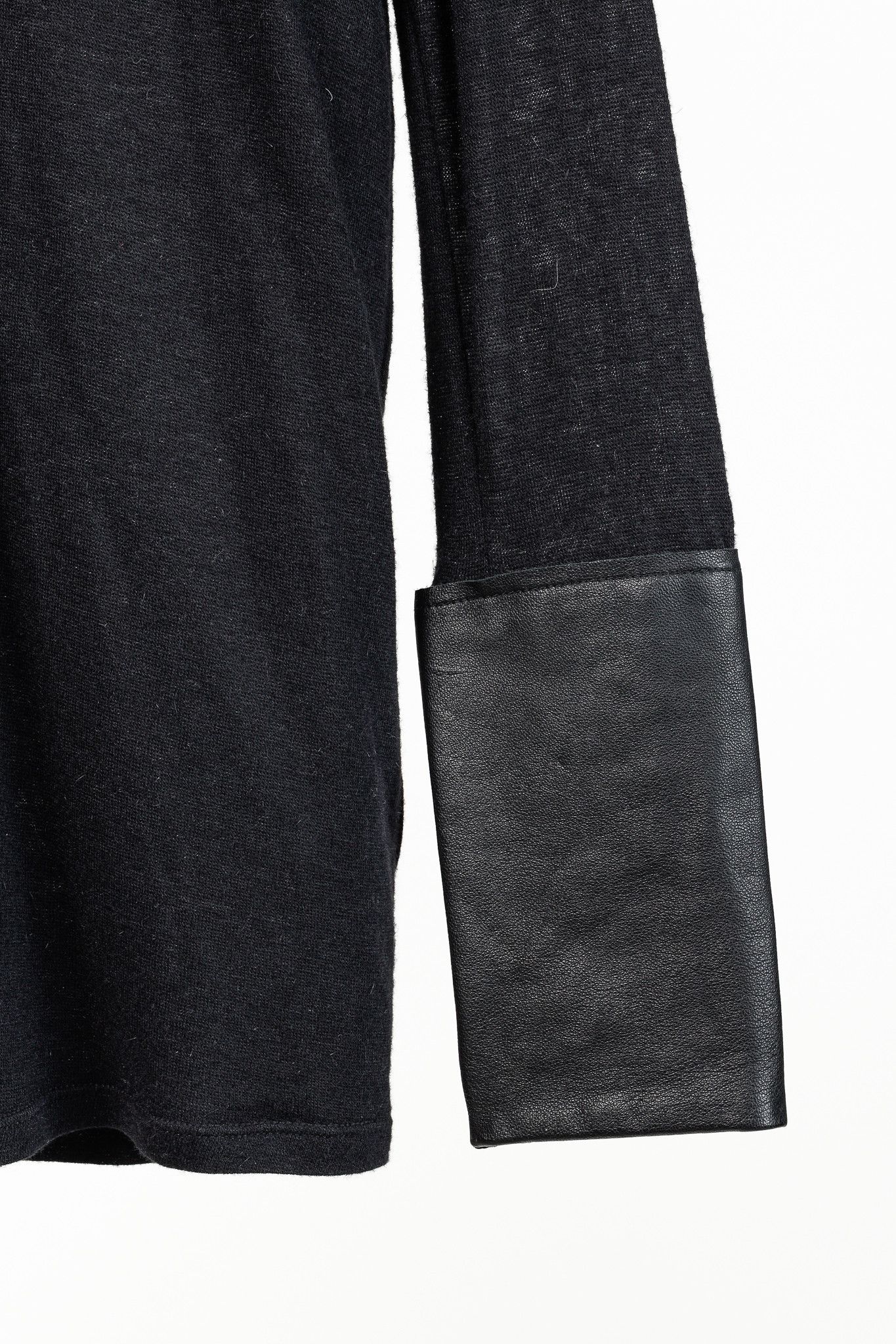 Helmut Lang Helmut Lang Black Angora Leather-Trim Cozy Long Sleeve Top Size S / US 4 / IT 40 - 6 Thumbnail