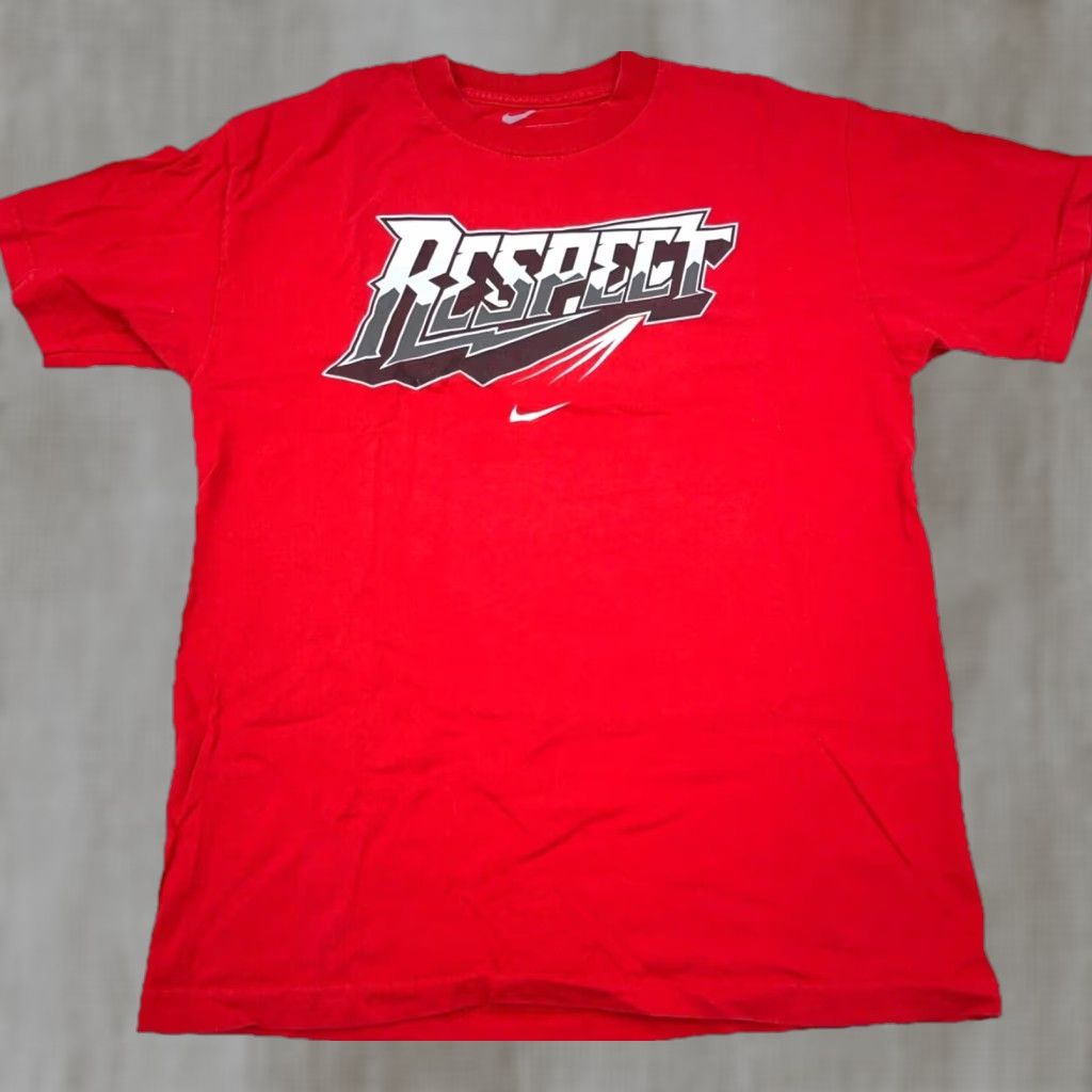 Nike Nike Shirt Men Medium Red Gray Tee Center Swoosh Respect Spell Out Loose Fit 90s Sport Graphic Print Vintage No N/A Size US M / EU 48-50 / 2 - 1 Thumbnail