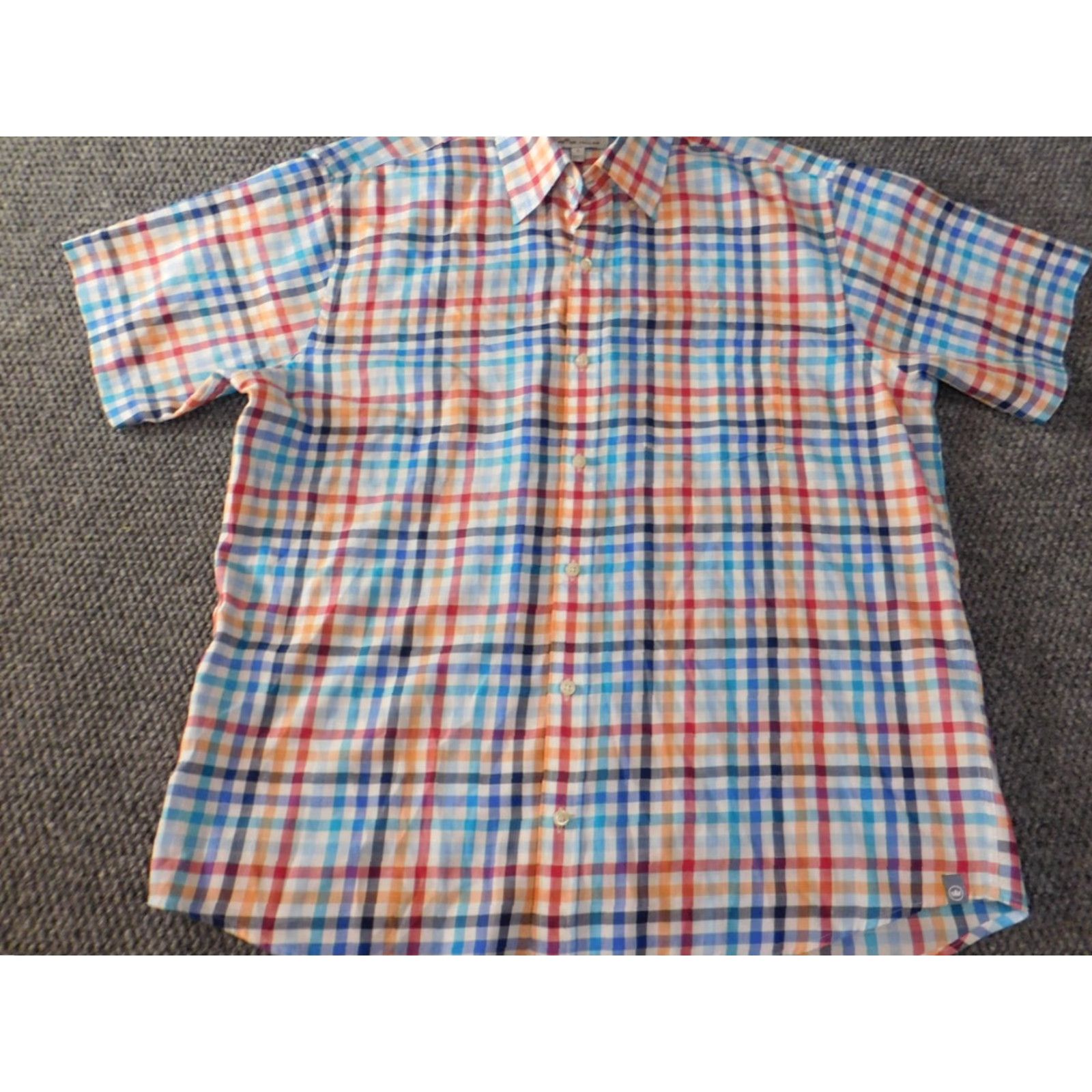 Peter Millar Peter Millar Button-Up Shirt Mens L Blue Plaid Short Sleeve Collared Button-Down Knit Cotton Wrinkle Resistant Logo Vintage No Size US L / EU 52-54 / 3 - 3 Thumbnail